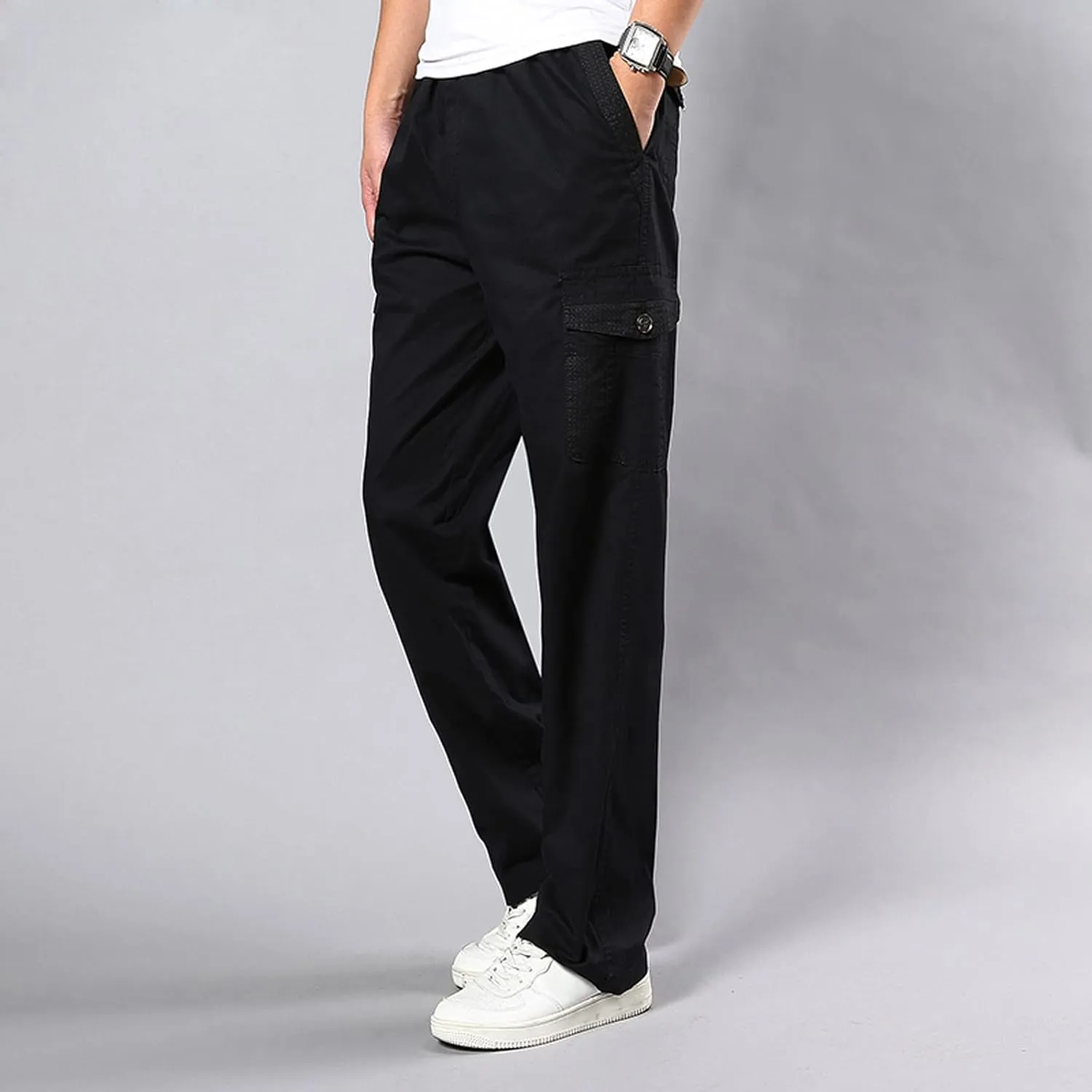 Mens Sweatpants with Pockets Big and Tall Pants Casual Color Solid Men's Trousers Leggings Multi-Pocket Pants Tooling