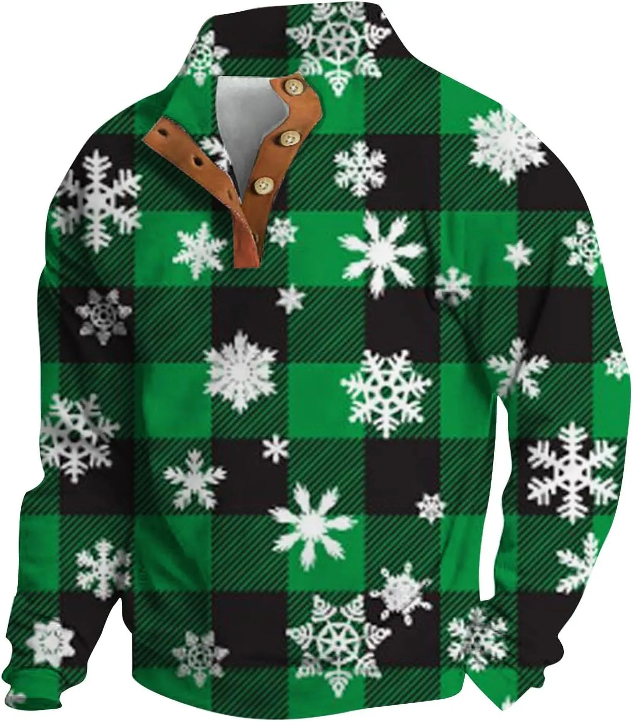 Mens Sweatshirts Christmas Fashion Long Sleeve Quarter Button T Shirt Casual Loose Solid Color Stand Collar Pullover