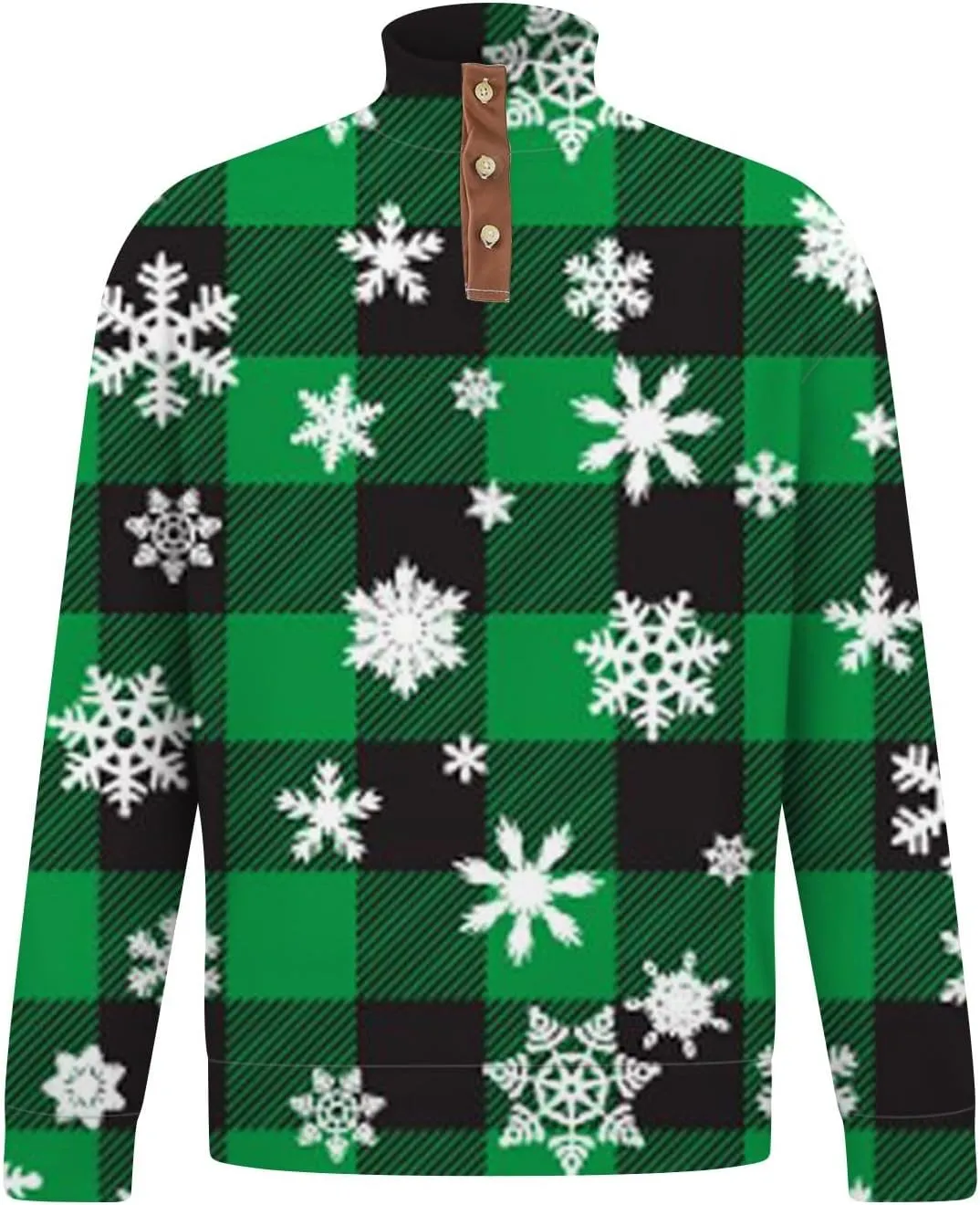 Mens Sweatshirts Christmas Fashion Long Sleeve Quarter Button T Shirt Casual Loose Solid Color Stand Collar Pullover