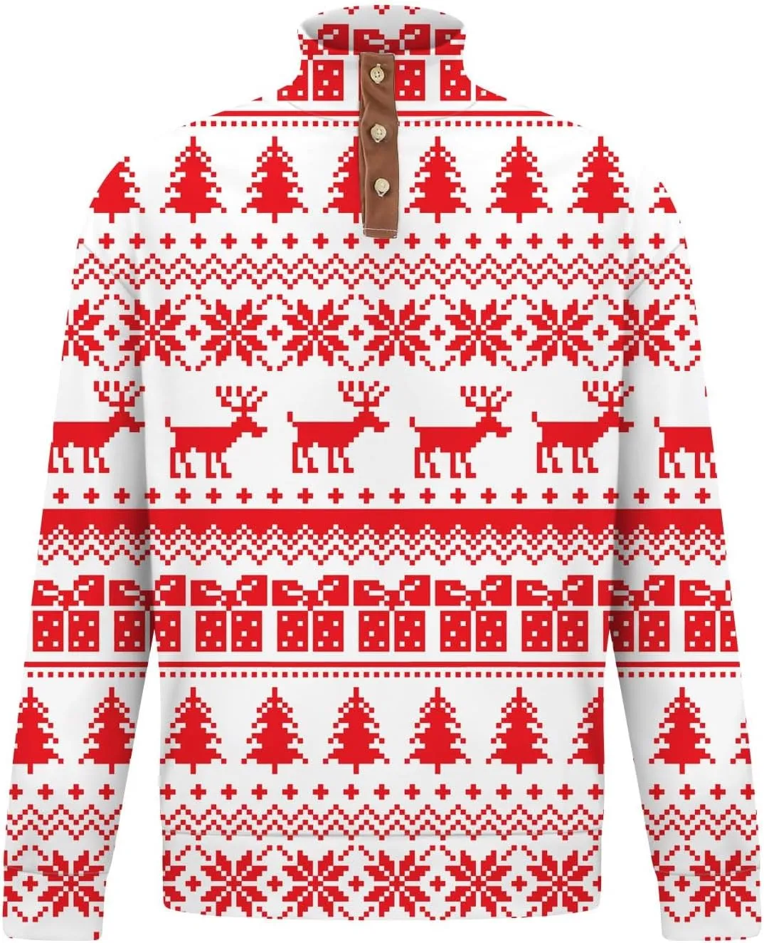 Mens Sweatshirts Christmas Fashion Long Sleeve Quarter Button T Shirt Casual Loose Solid Color Stand Collar Pullover