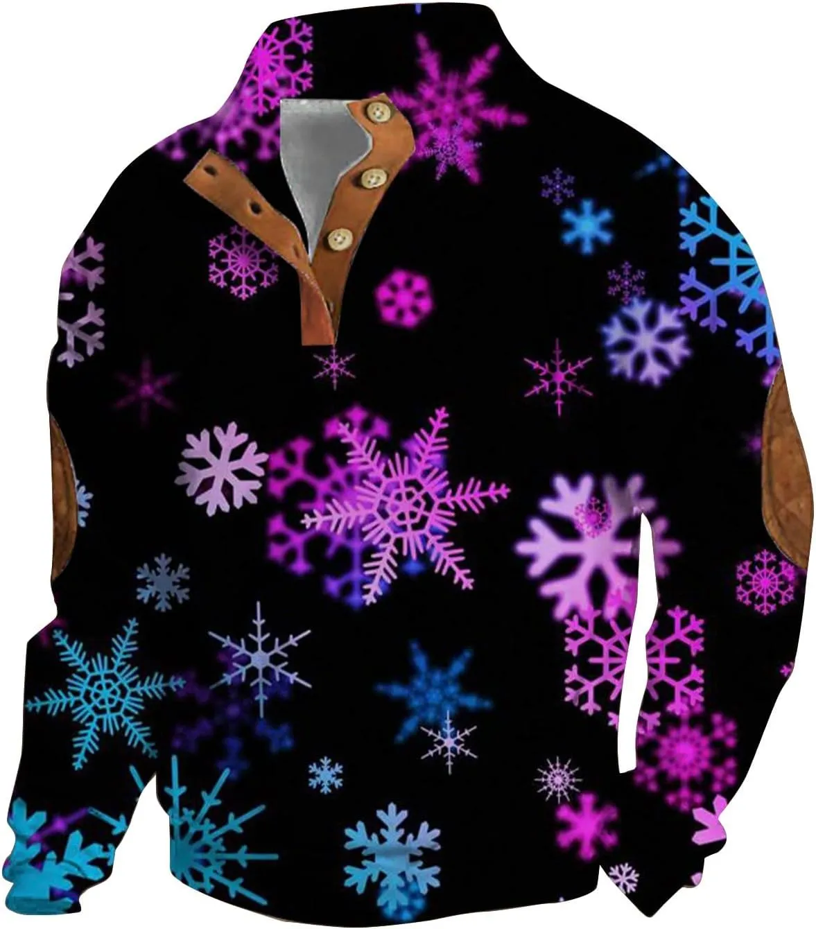 Mens Sweatshirts Christmas Fashion Long Sleeve Quarter Button T Shirt Casual Loose Solid Color Stand Collar Pullover