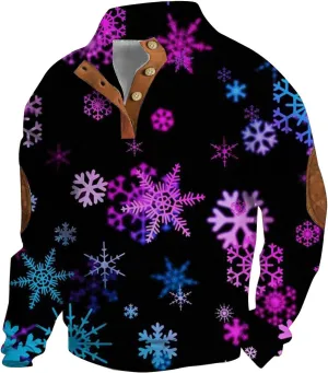 Mens Sweatshirts Christmas Fashion Long Sleeve Quarter Button T Shirt Casual Loose Solid Color Stand Collar Pullover