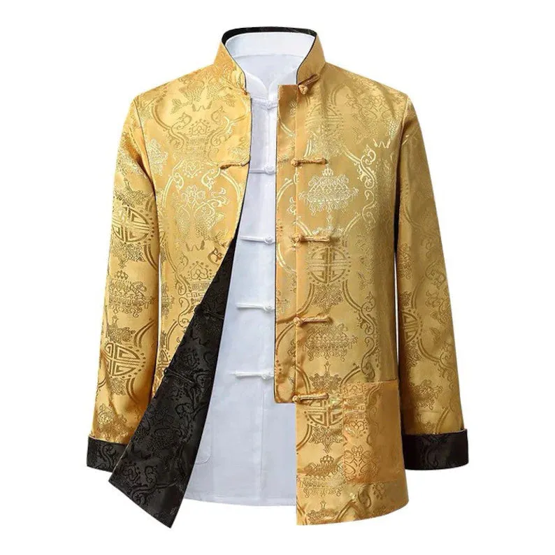 Men’s wedding suit,  Wedding Tang Jacket, reversible garment, mandarin collar