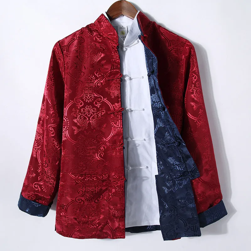 Men’s wedding suit,  Wedding Tang Jacket, reversible garment, mandarin collar