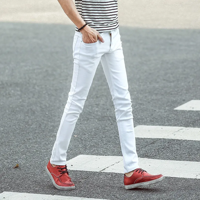 Men's White Slim Fit Stretch Stiletto Jeans