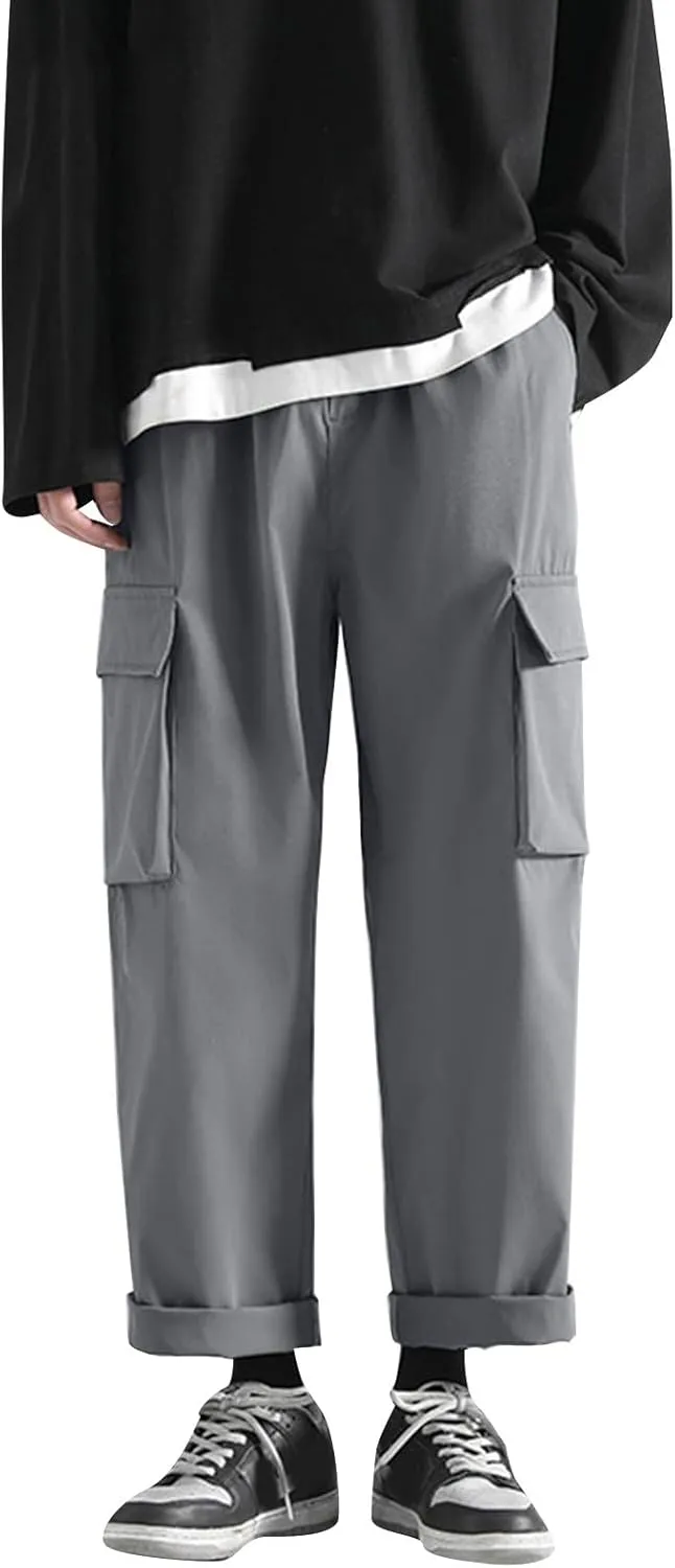 Men's Wild Cargo Pants Straight-Fit Casual Cargo Pants Multi Pocket Outdoor Sports Joggers