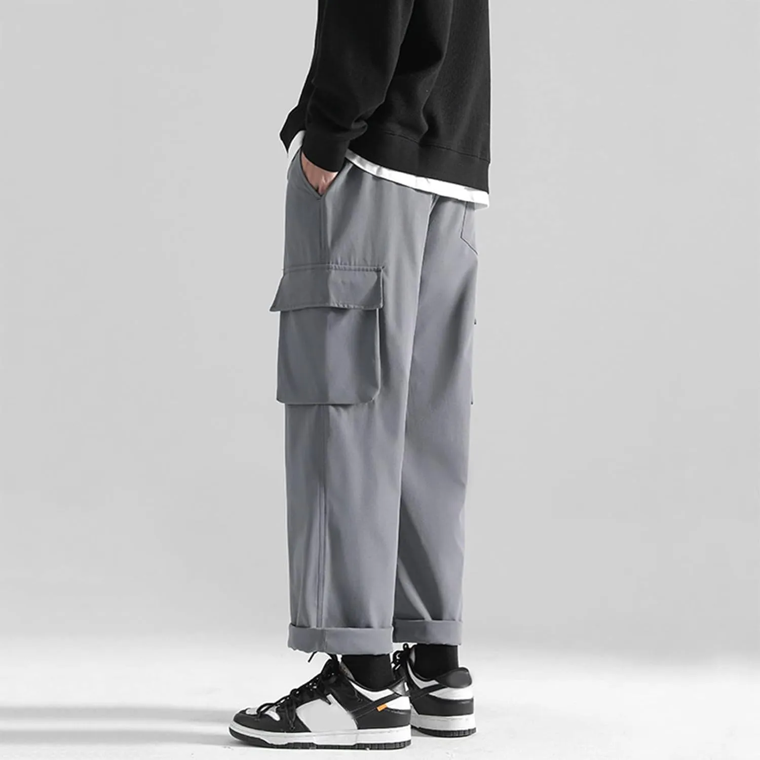 Men's Wild Cargo Pants Straight-Fit Casual Cargo Pants Multi Pocket Outdoor Sports Joggers