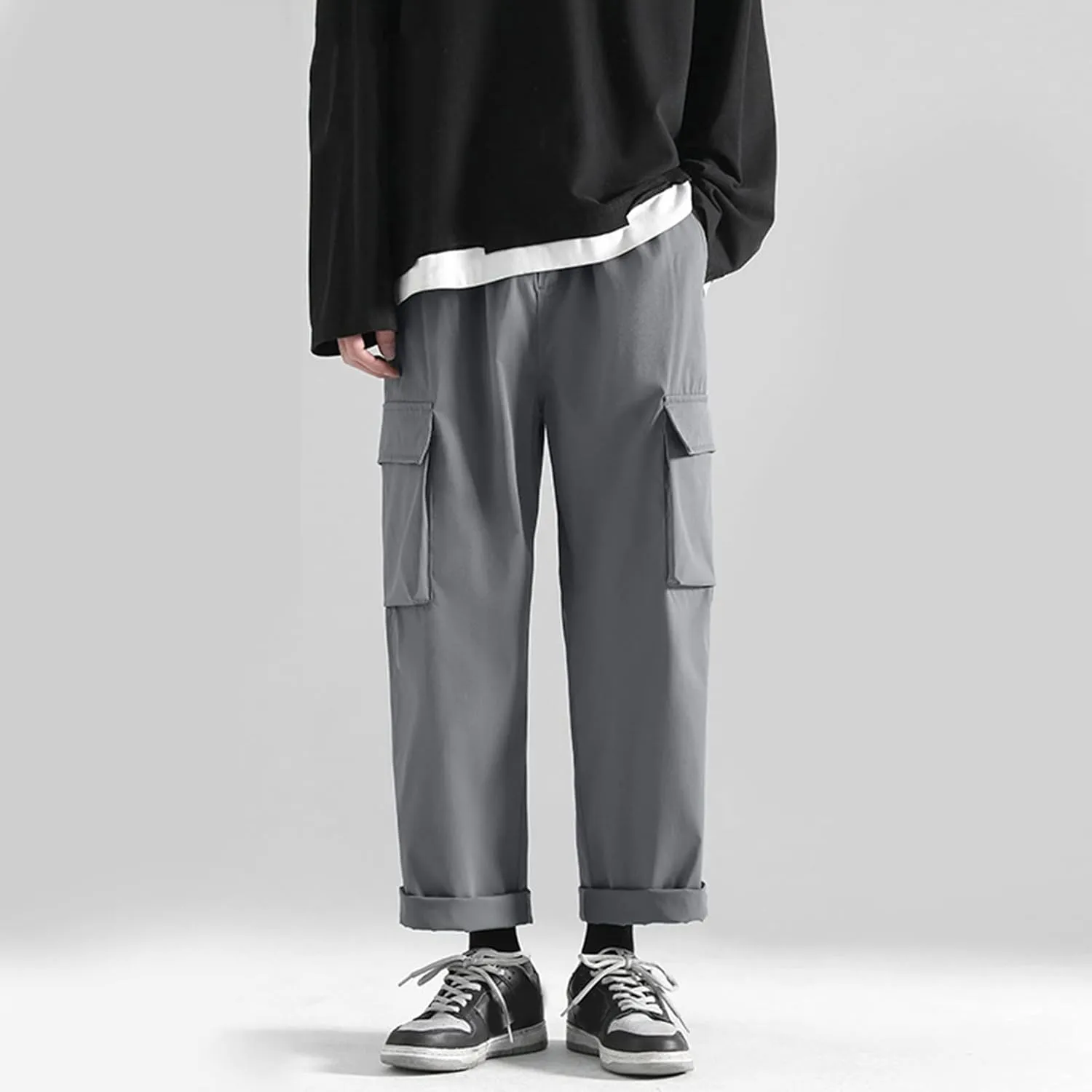 Men's Wild Cargo Pants Straight-Fit Casual Cargo Pants Multi Pocket Outdoor Sports Joggers
