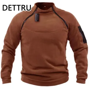 Men's Winter Fleece Zip Pullover - Thick Lamb Sweatshirt