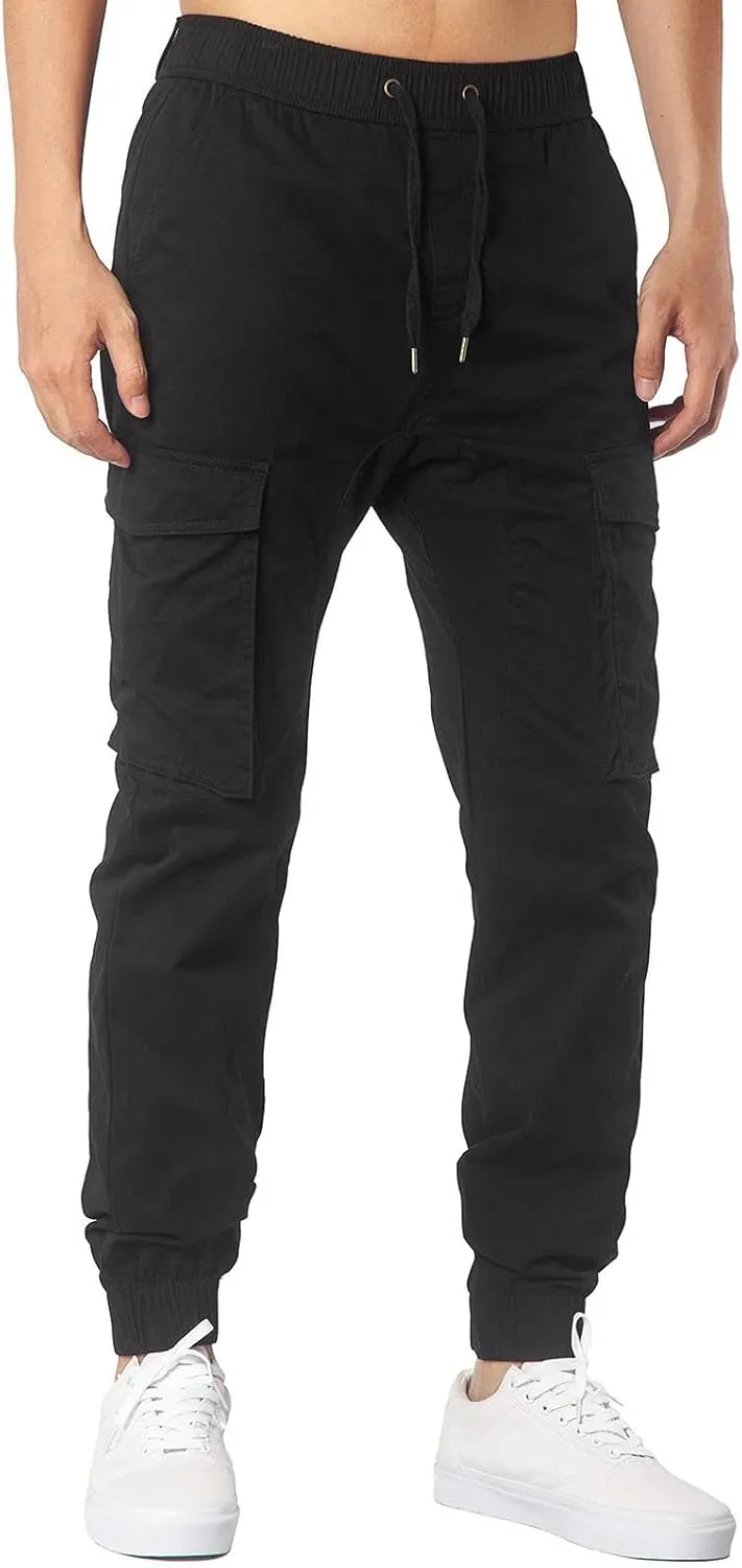 Mens Workout Cargo Sweatpants Drawstring Sports Jogger for Men Workout Sport Work Hiking Pants Men's Athletic Trouser
