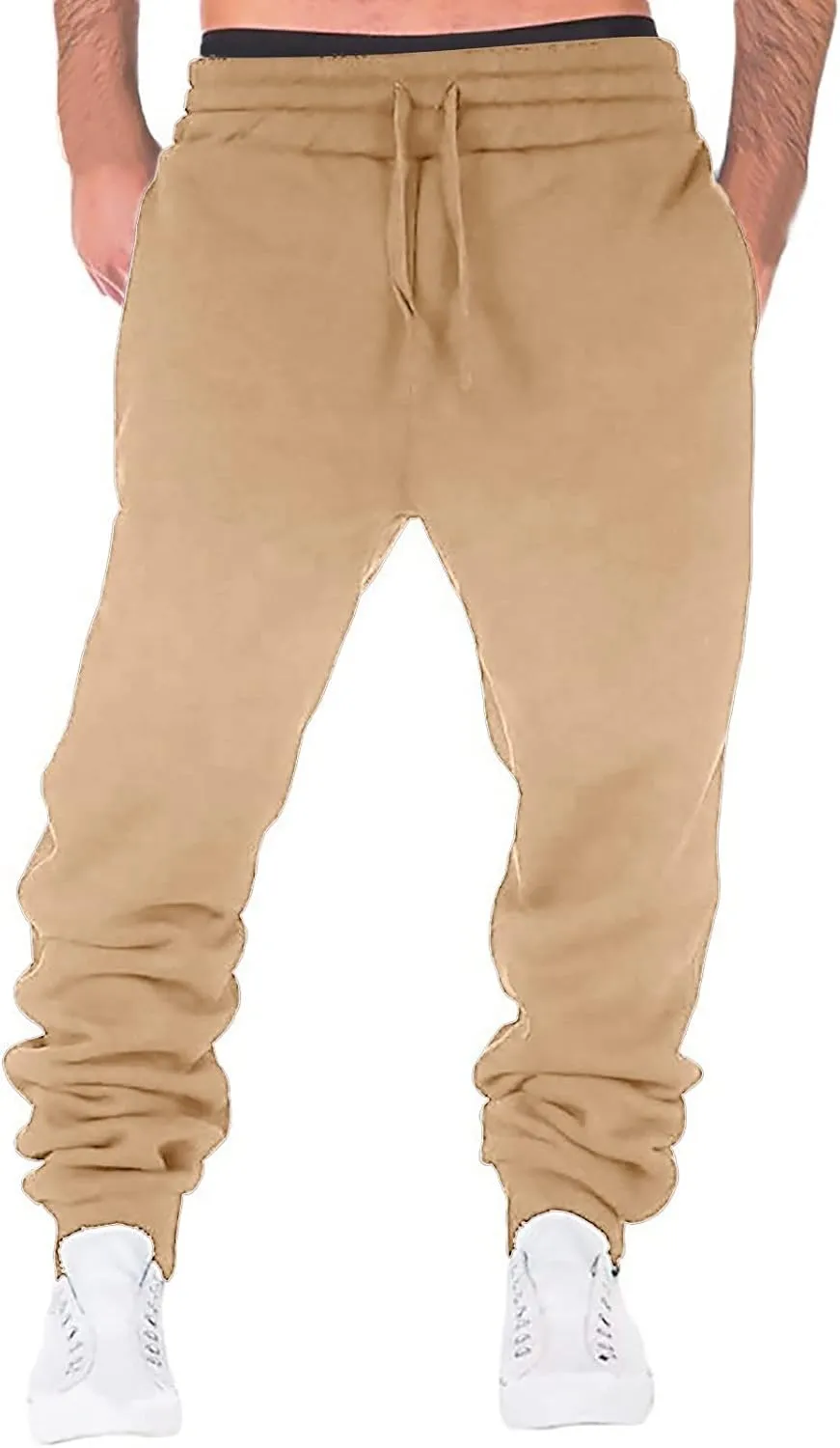Mens Workout Cargo Sweatpants Mens Cargo Sweatpants Heavyweight Fleece Jogger Pants Drawstring Stretch Sports Trouser