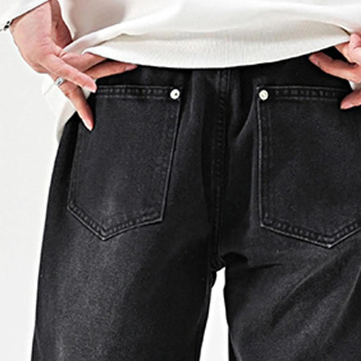 Mens Y2K Straight Wide Leg Jeans Vintage Streetwear Wide Leg Jeans Denim Pants Baggy Loose Fit Trousers