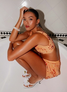 FlatlockSeamTechnique Mercer Sequin Bralette - Orange