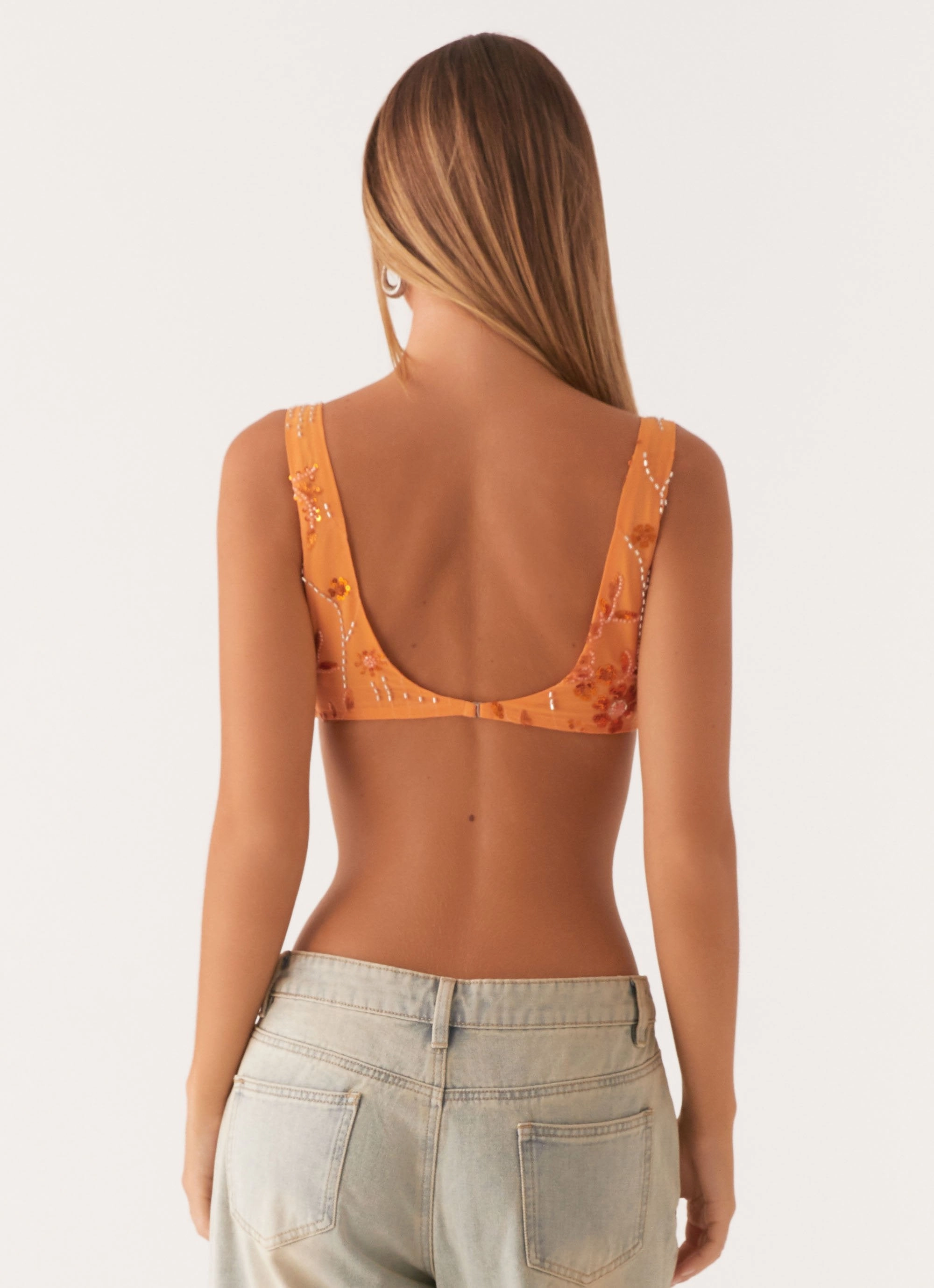 DoubleStitched Hemming Mercer Sequin Bralette - Orange