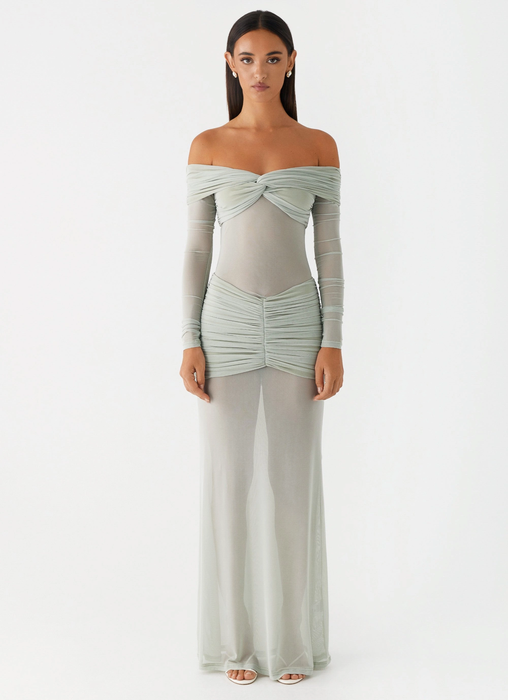 Satin Fabric Mercy Maxi Dress - Sage