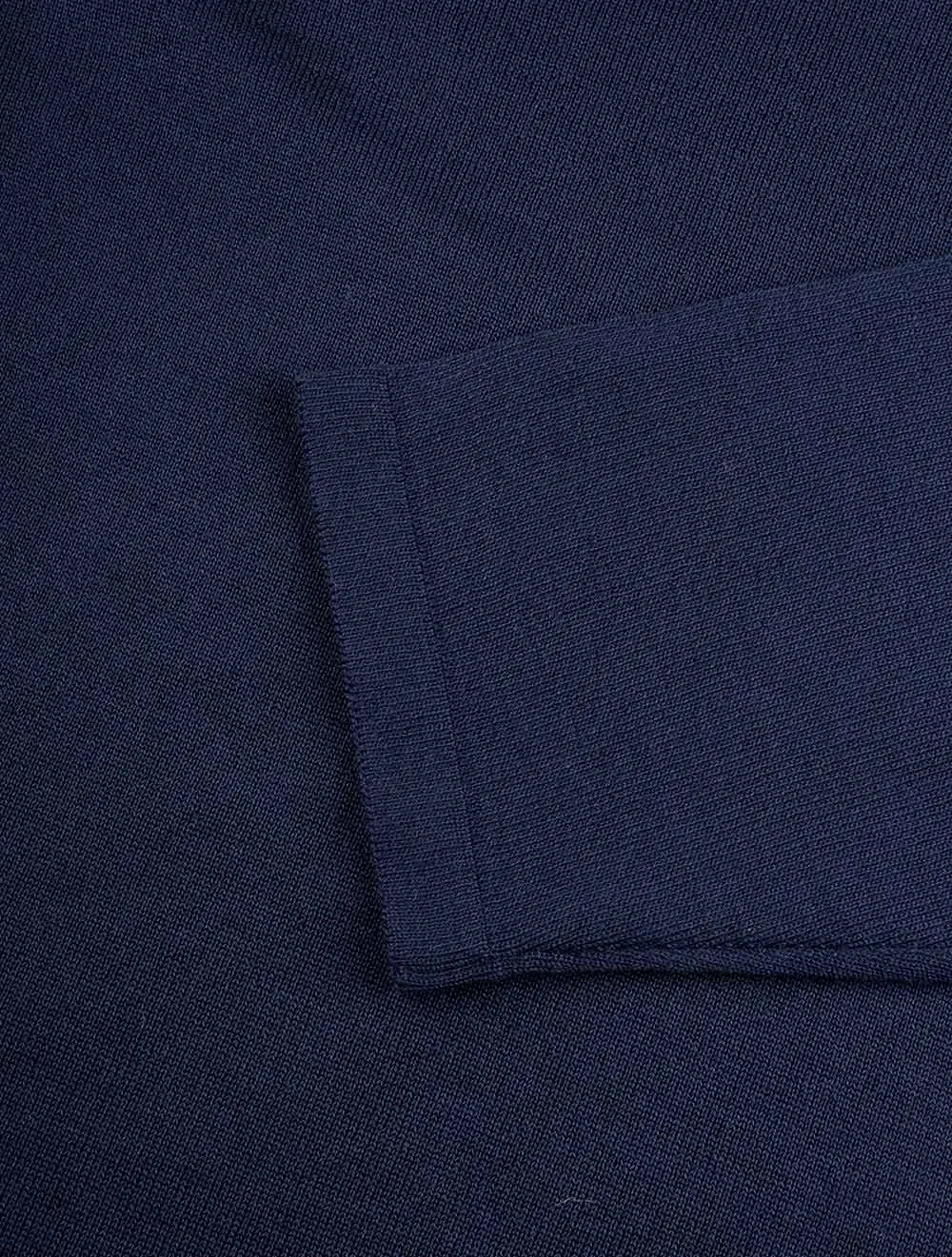 Merino Wool Longsleeve Polo Navy