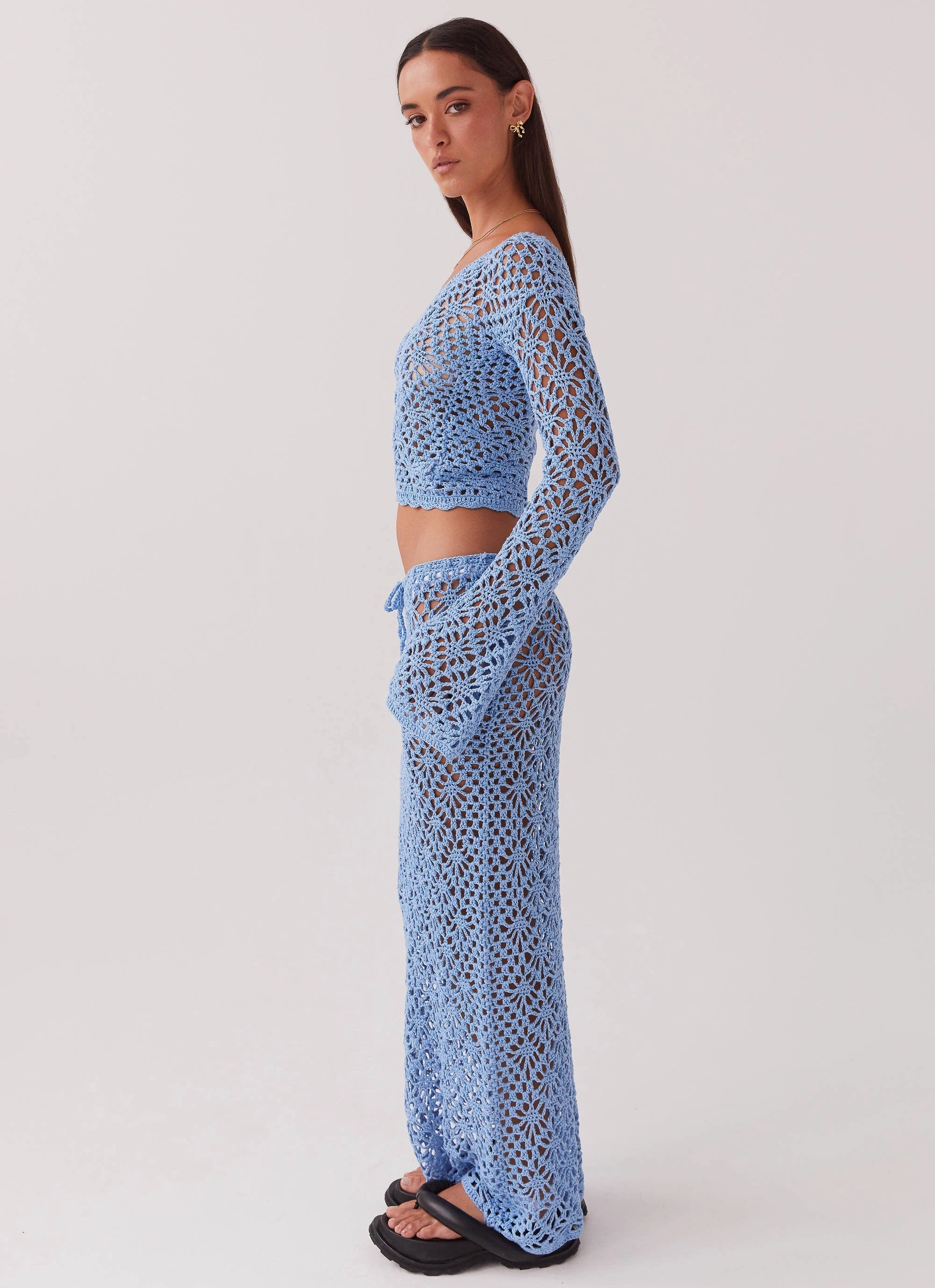 Merliah Crochet Maxi Skirt - Blue Body Fit ExpandableSidePanels