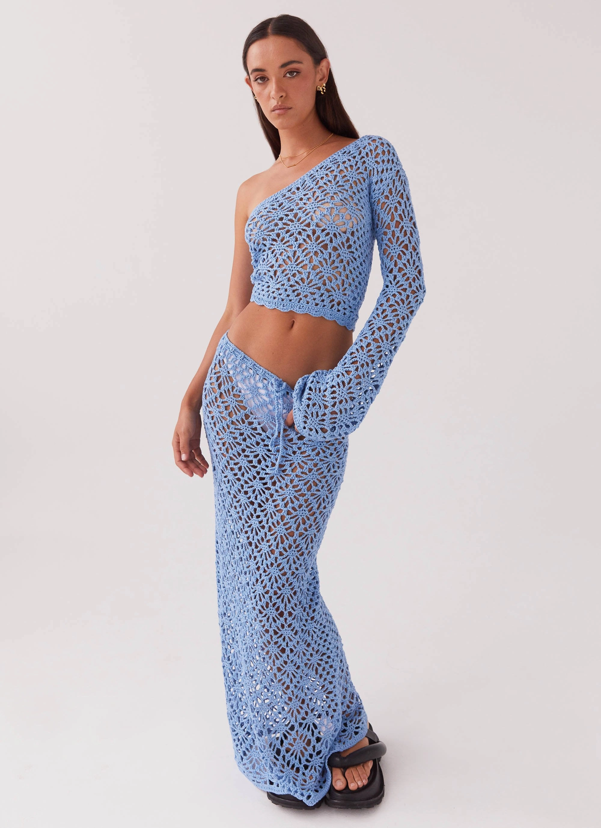 Merliah Crochet Maxi Skirt - Blue Modern Relaxed