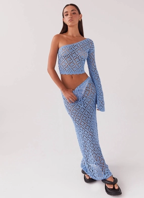 Merliah Crochet Maxi Skirt - Blue Sleek Look Easy Match