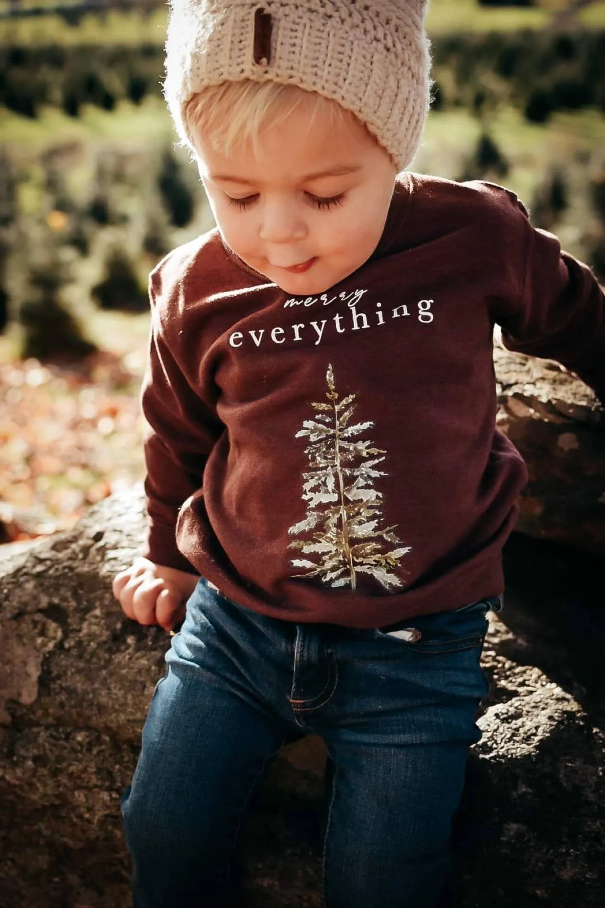 Merry Everything | Toddler Christmas Sweatshirt Brown