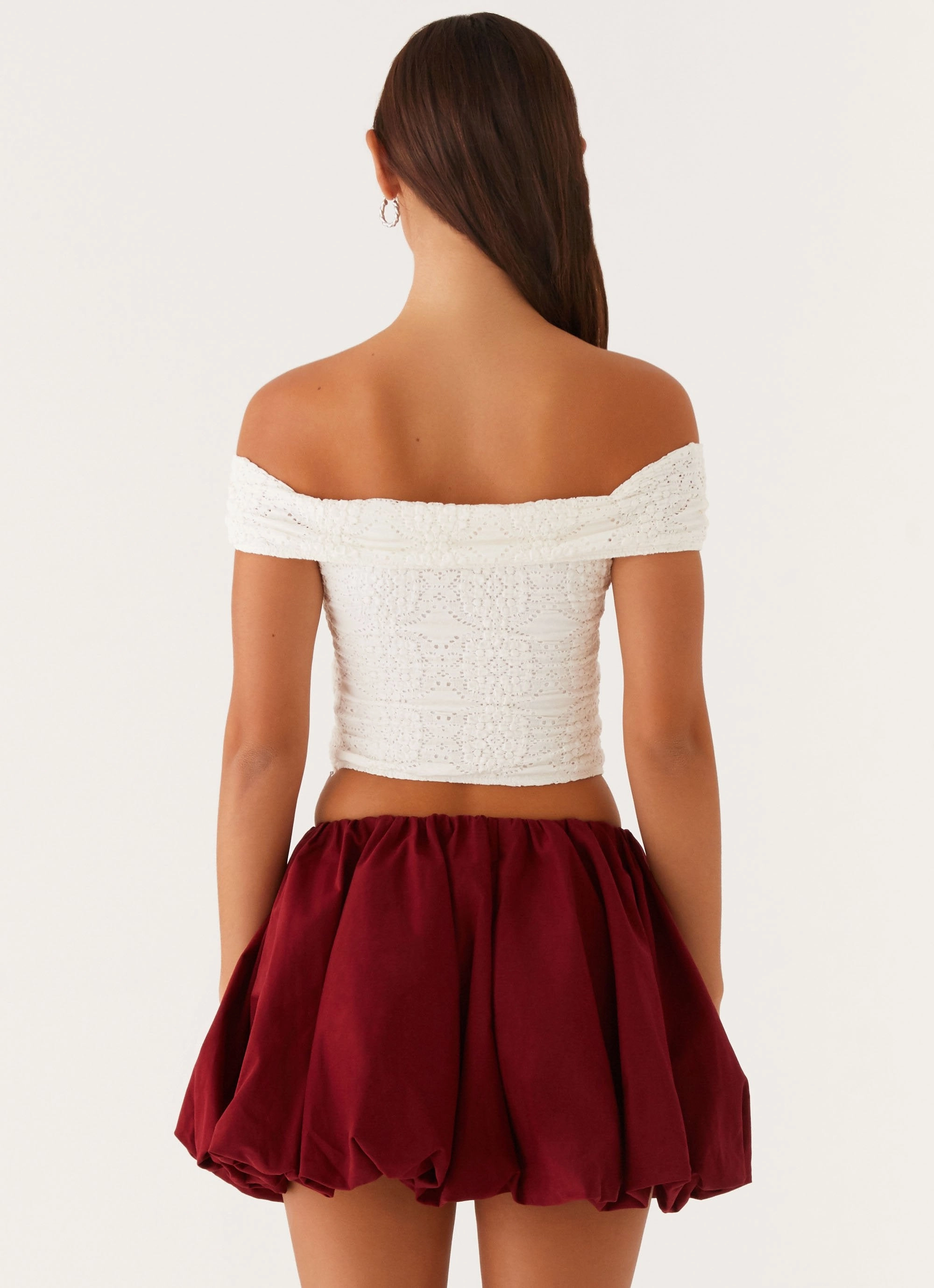 Weighted Hem Design VNeck Style Meryll Twist Top - White