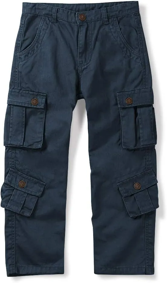 Mesinsefra Boys' Military Cargo Pants,Kids Cotton Multi Pocket Casual Outdoor Trousers