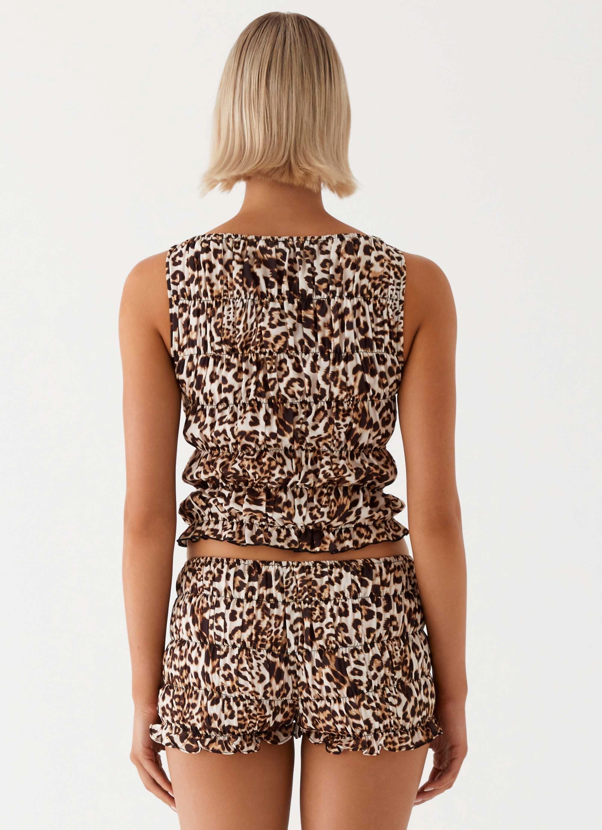 Neutral Tone Palette Messina Ruched Tank Top - Leopard
