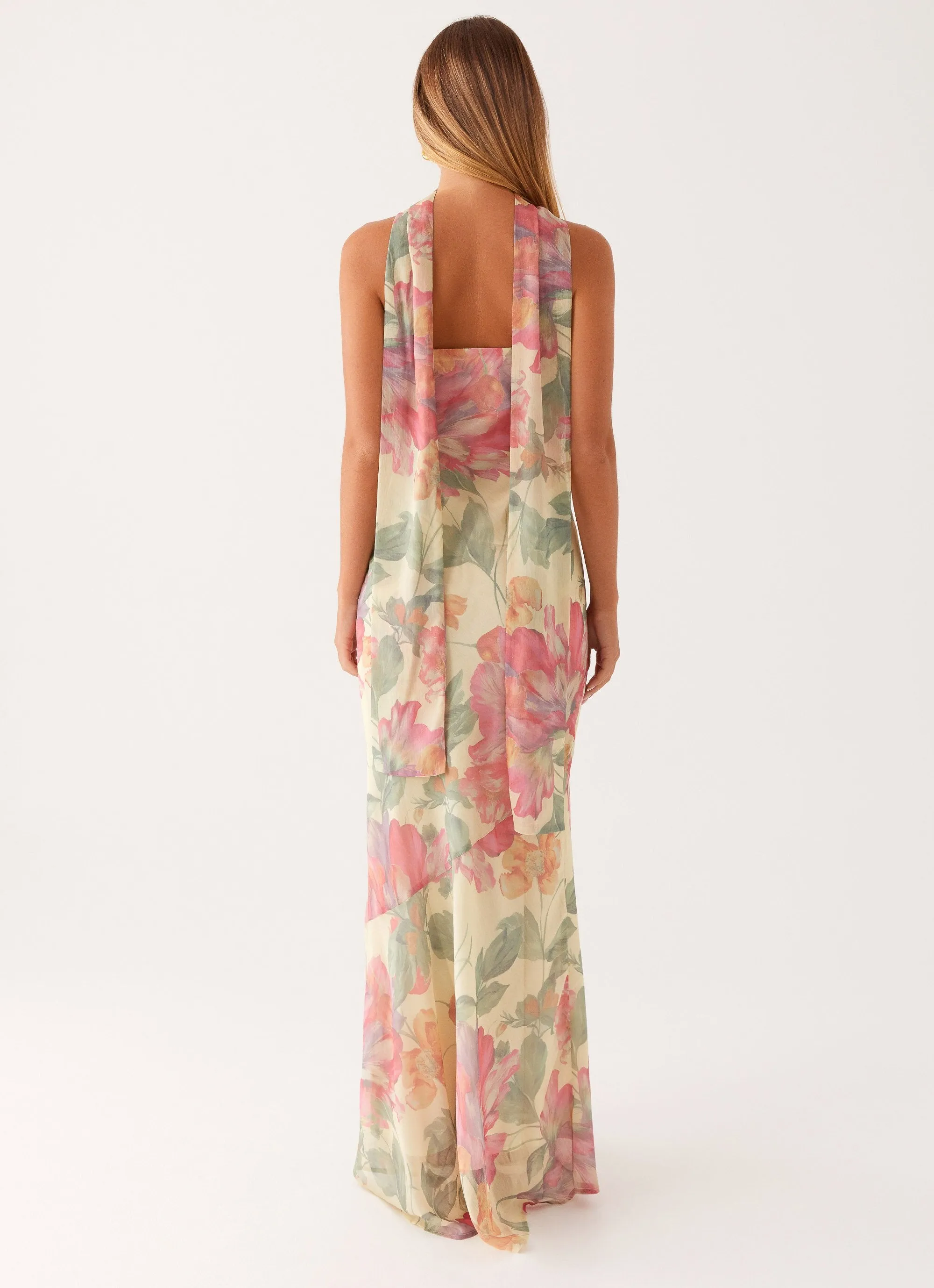Fashion Forward Texture Soft Under The Pagoda Maxi Dress - Yellow Peony