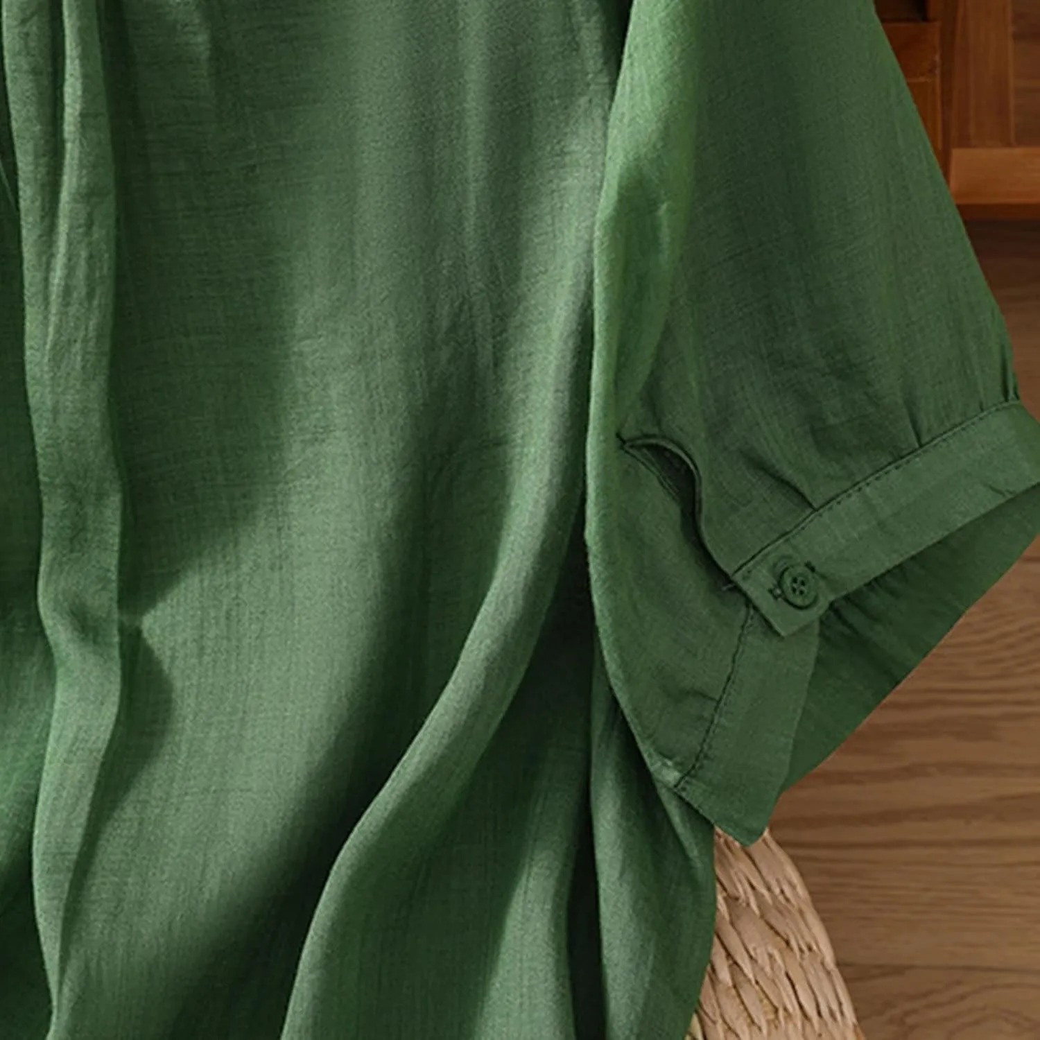Mexican Embroidered Cotton Linen Tees Peasant Tops Women 2025 Boho Shirt Short Sleeve V Neck Button Blouse Tunics