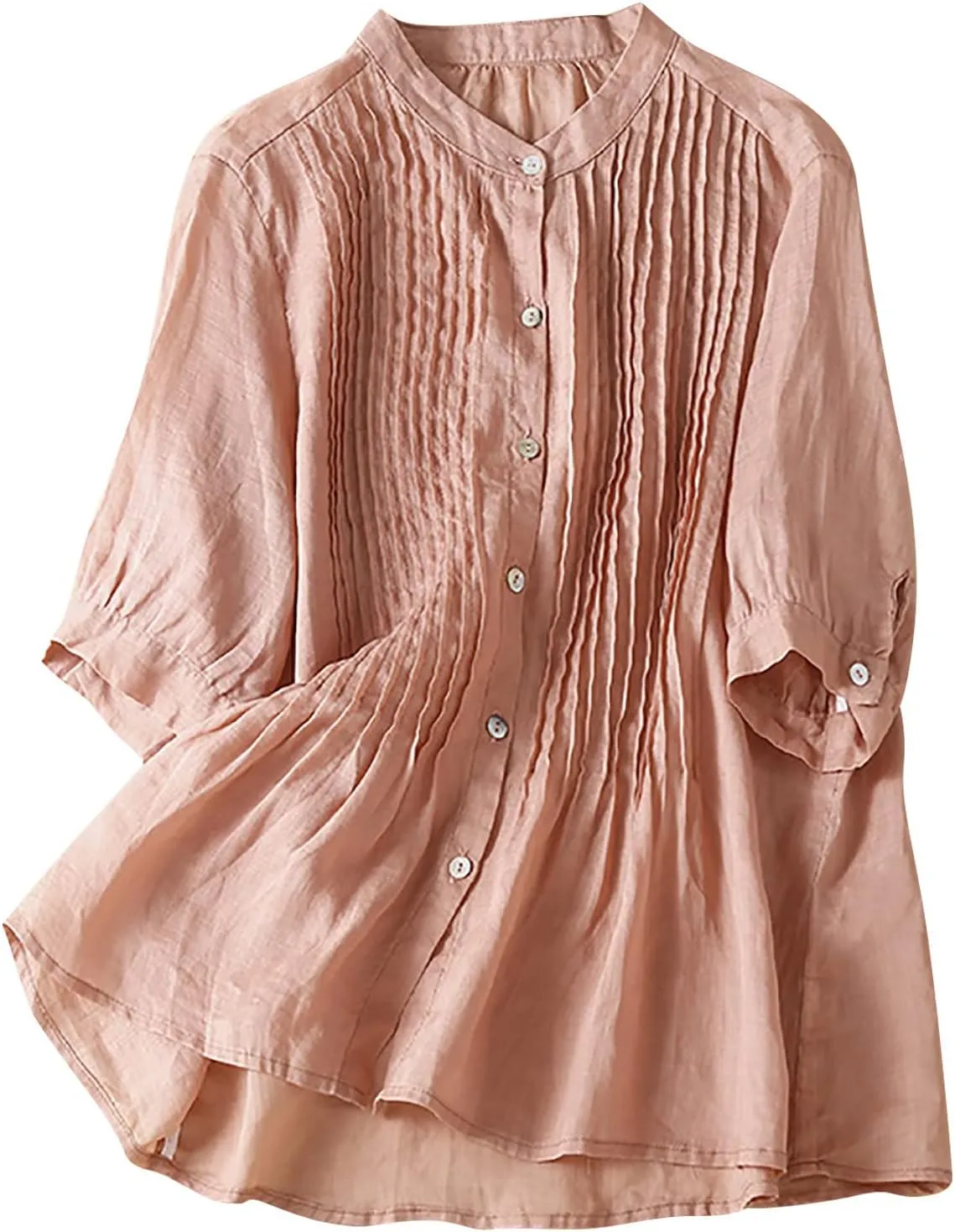 Mexican Shirts for Women Summer Embroidered Blouse Casual Short Sleeve Round Neck Top Cotton Linen Shirt