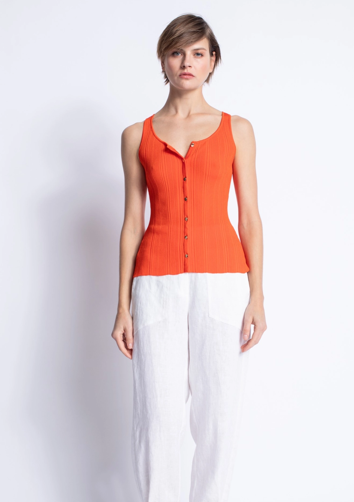 Mia Knit Top Textured Weave Pattern Drop Shoulder Cut