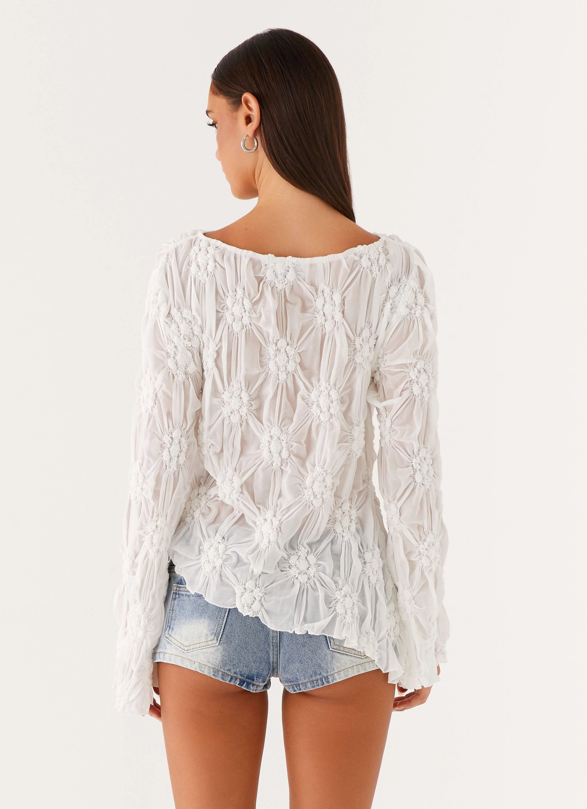 ThermalInsulation FasteningHood Mia Long Sleeve Top - Ivory