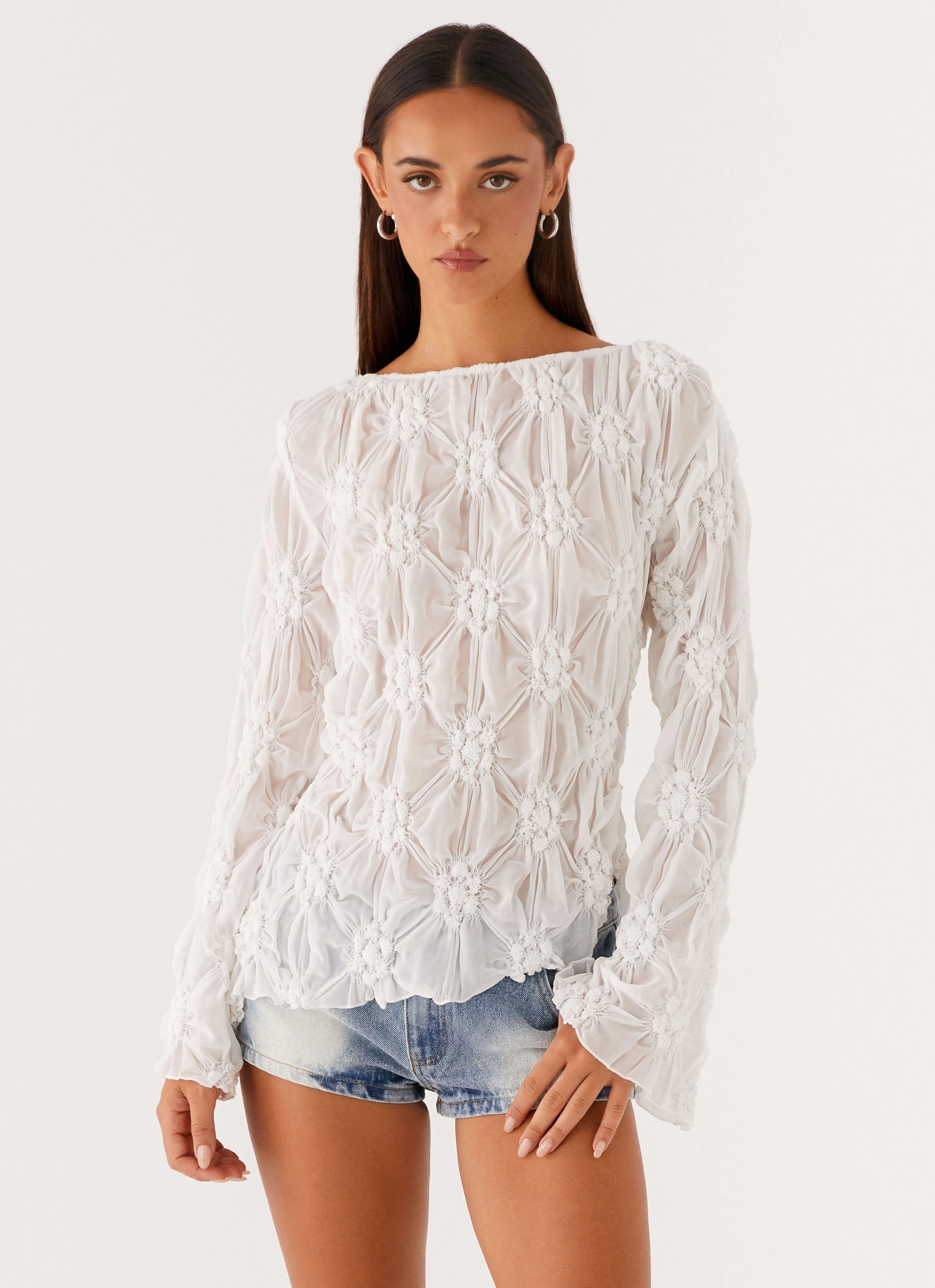 LightweightMaterial Mia Long Sleeve Top - Ivory