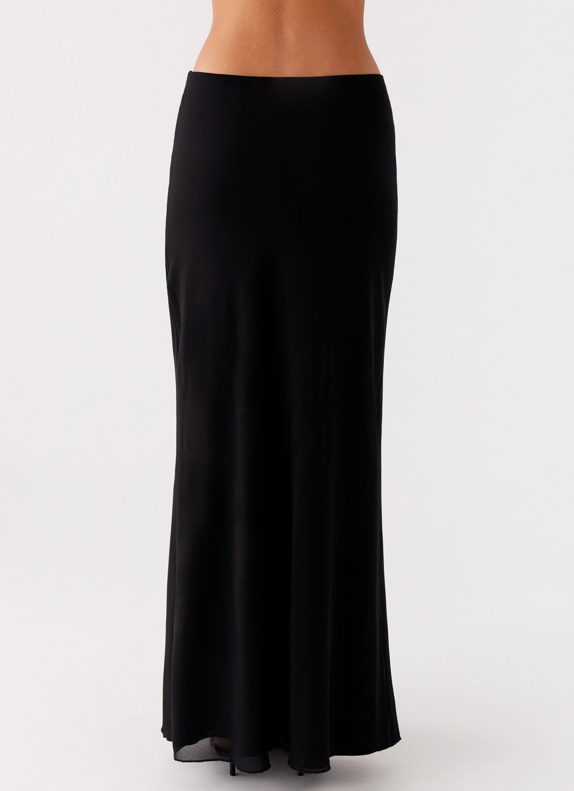 Michaella Chiffon Maxi Skirt - Black Fashionable Waist