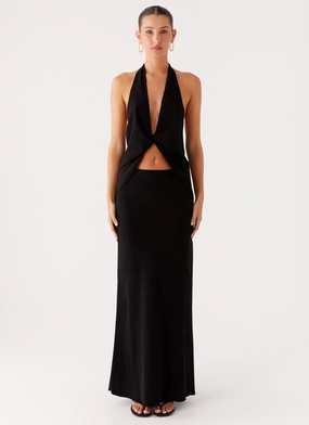 Michaella Chiffon Maxi Skirt - Black Snag Free Fabric