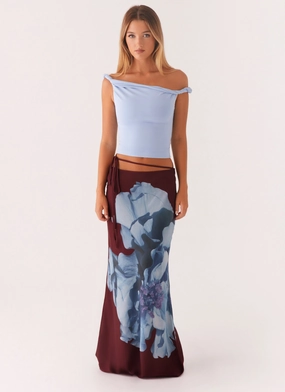Flexibility Built-In Seamless Design Michelle Maxi Skirt - Maroon Print