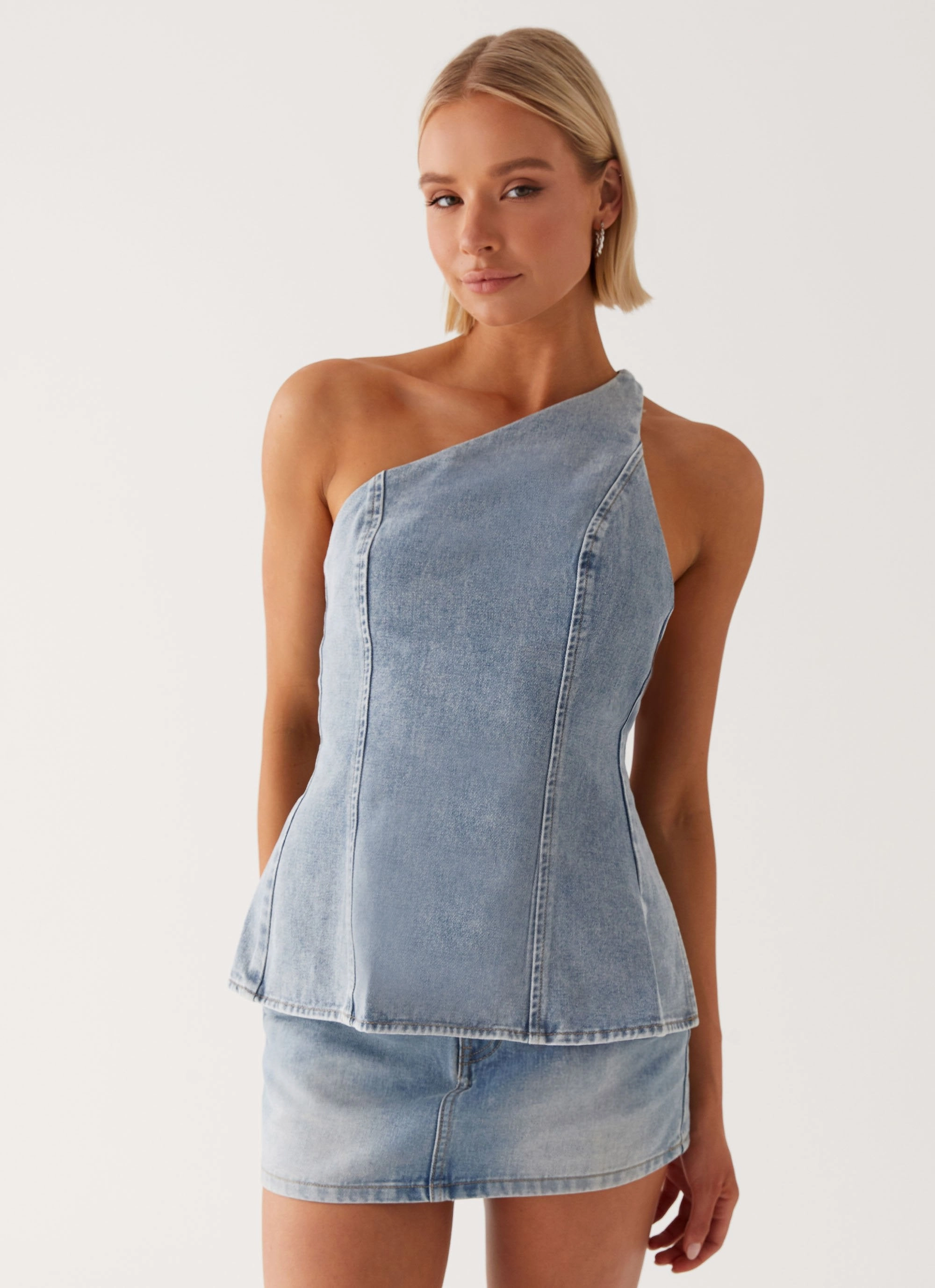 Maysa Denim Top - Blue Casual Tee