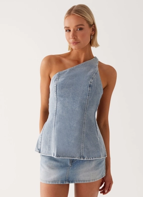 Maysa Denim Top - Blue Casual Tee