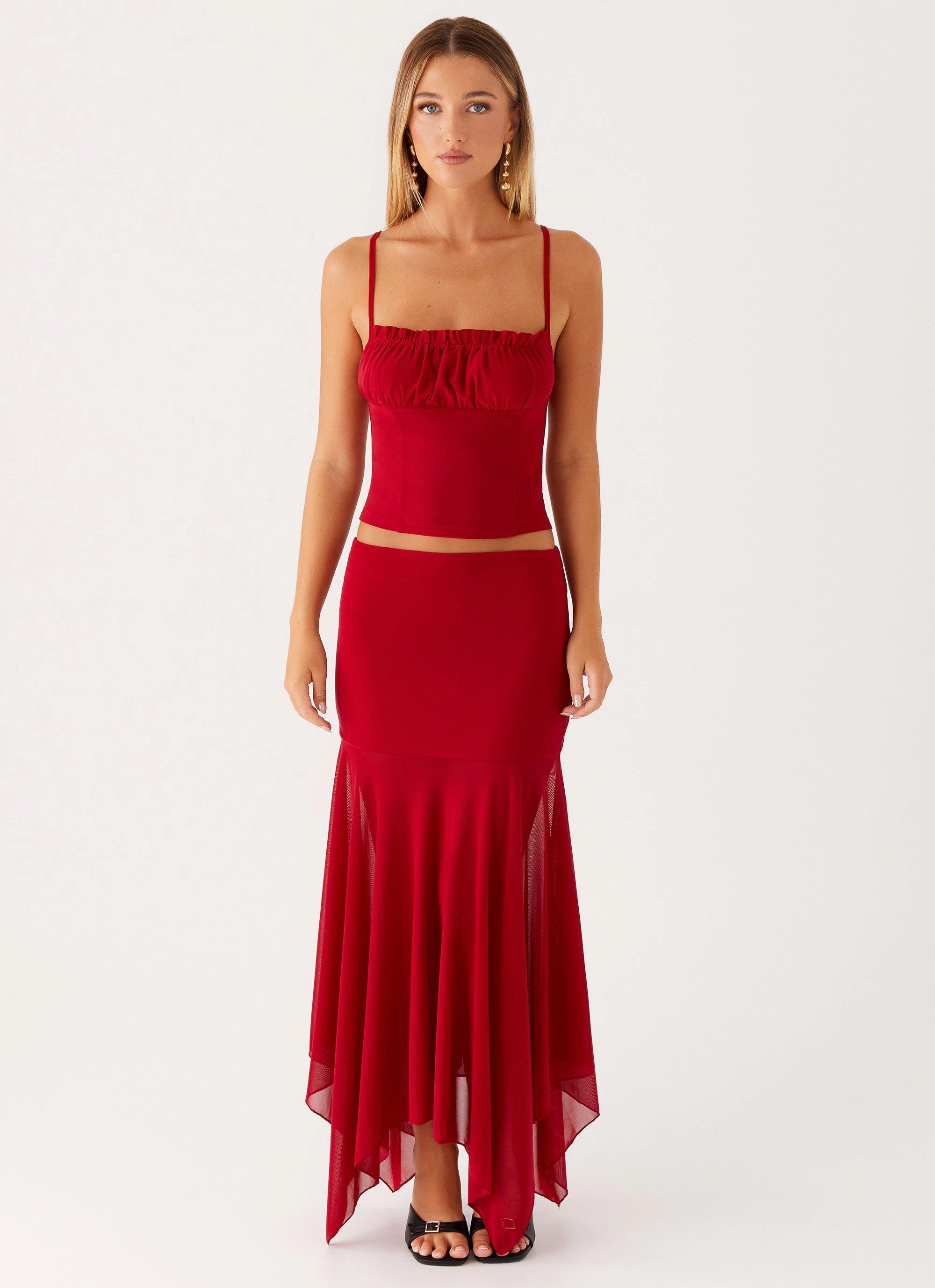 AntiSlipGrip Fitted Blouse Dionne Top - Red