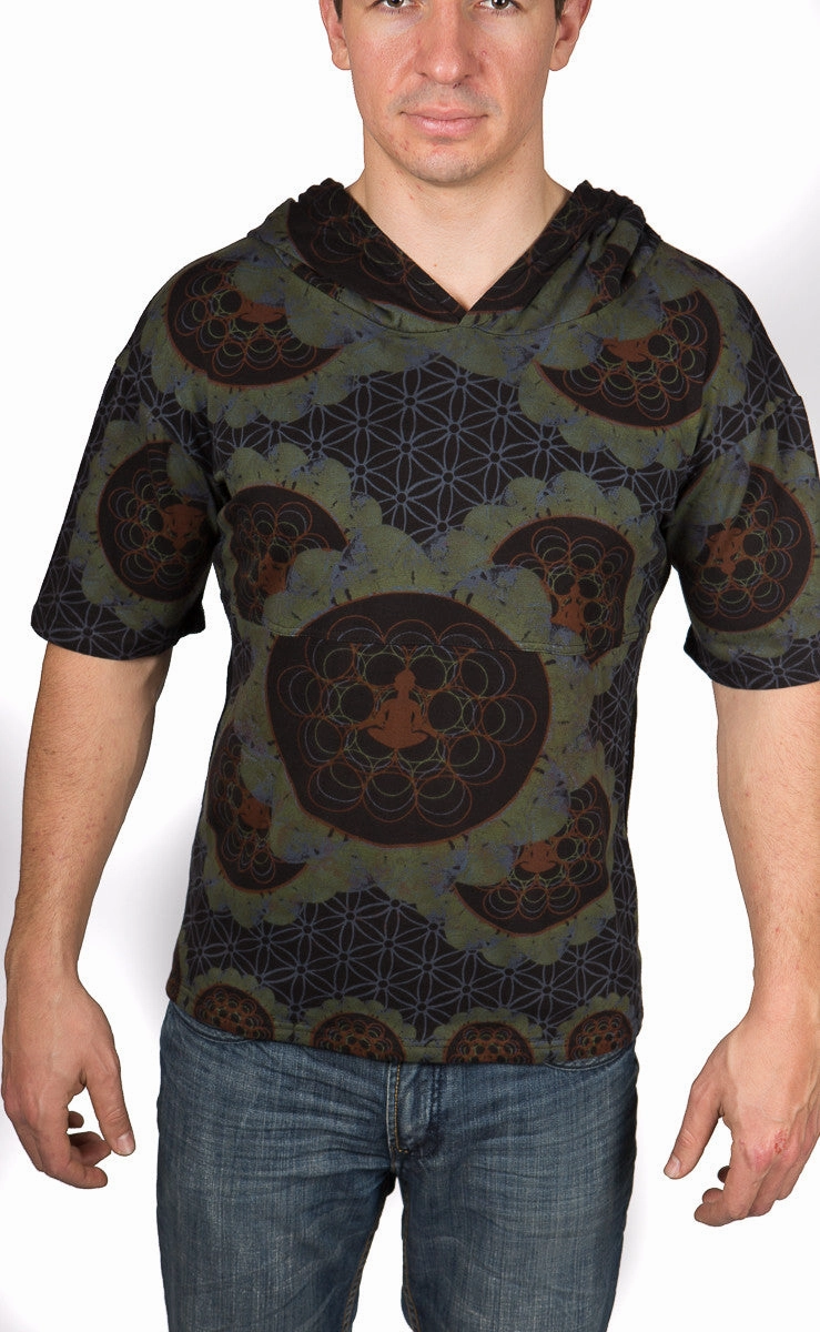 Multi Panel Construction Multi Directional Zipper Placement Print Hood Tee Lucid