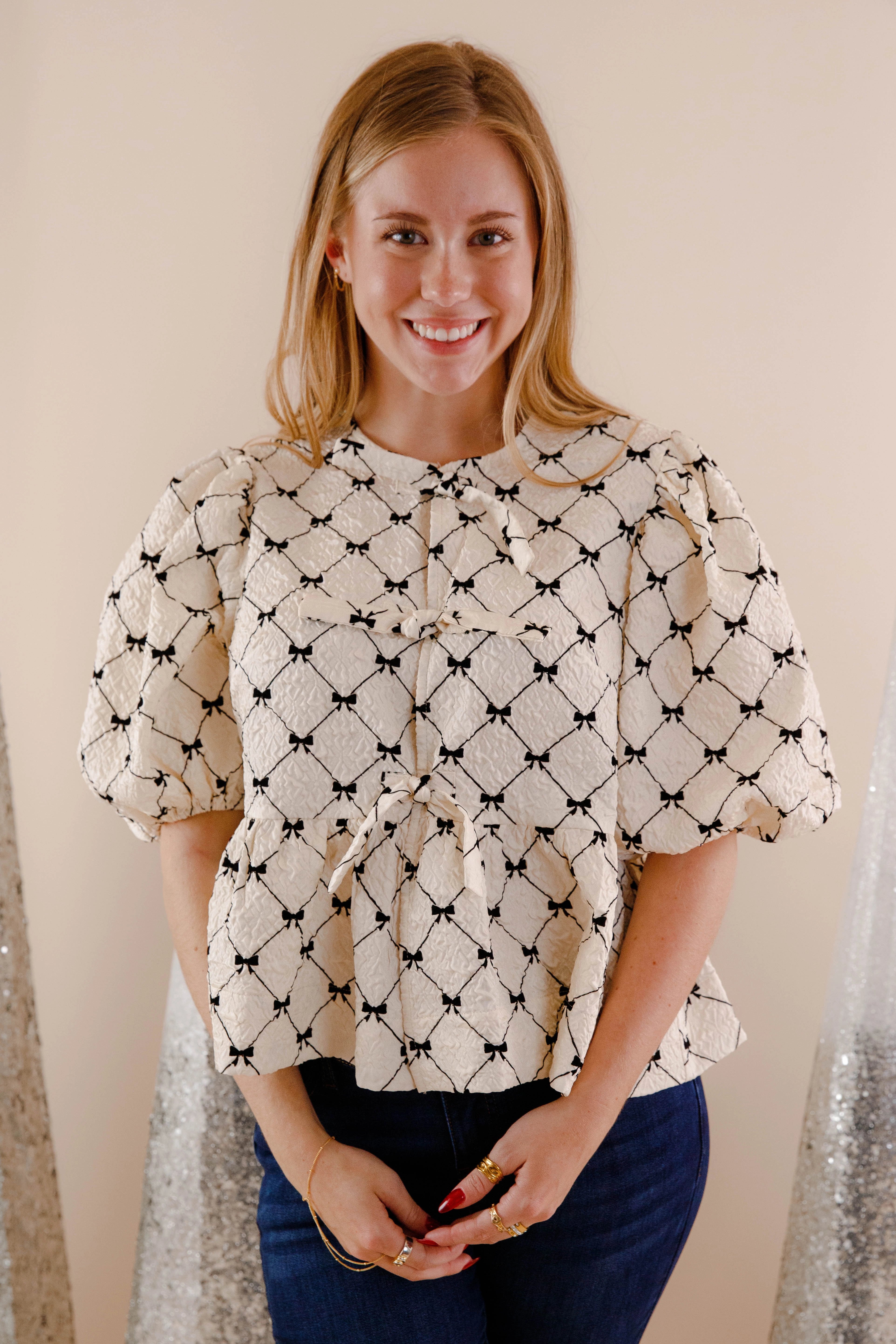 Wrinkle Resistant Bow Down Blouse
