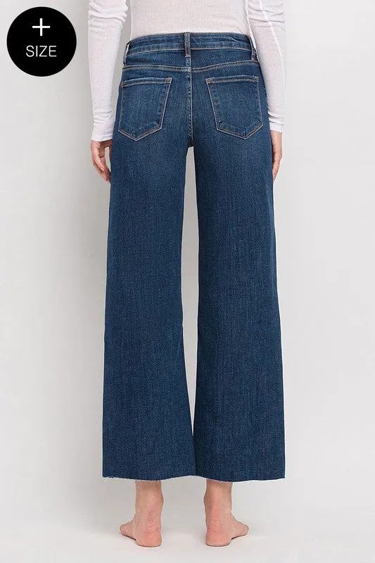Mid Rise Medium Wash Wide Leg Denim