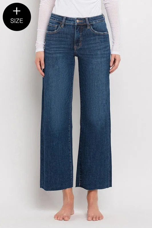 Mid Rise Medium Wash Wide Leg Denim