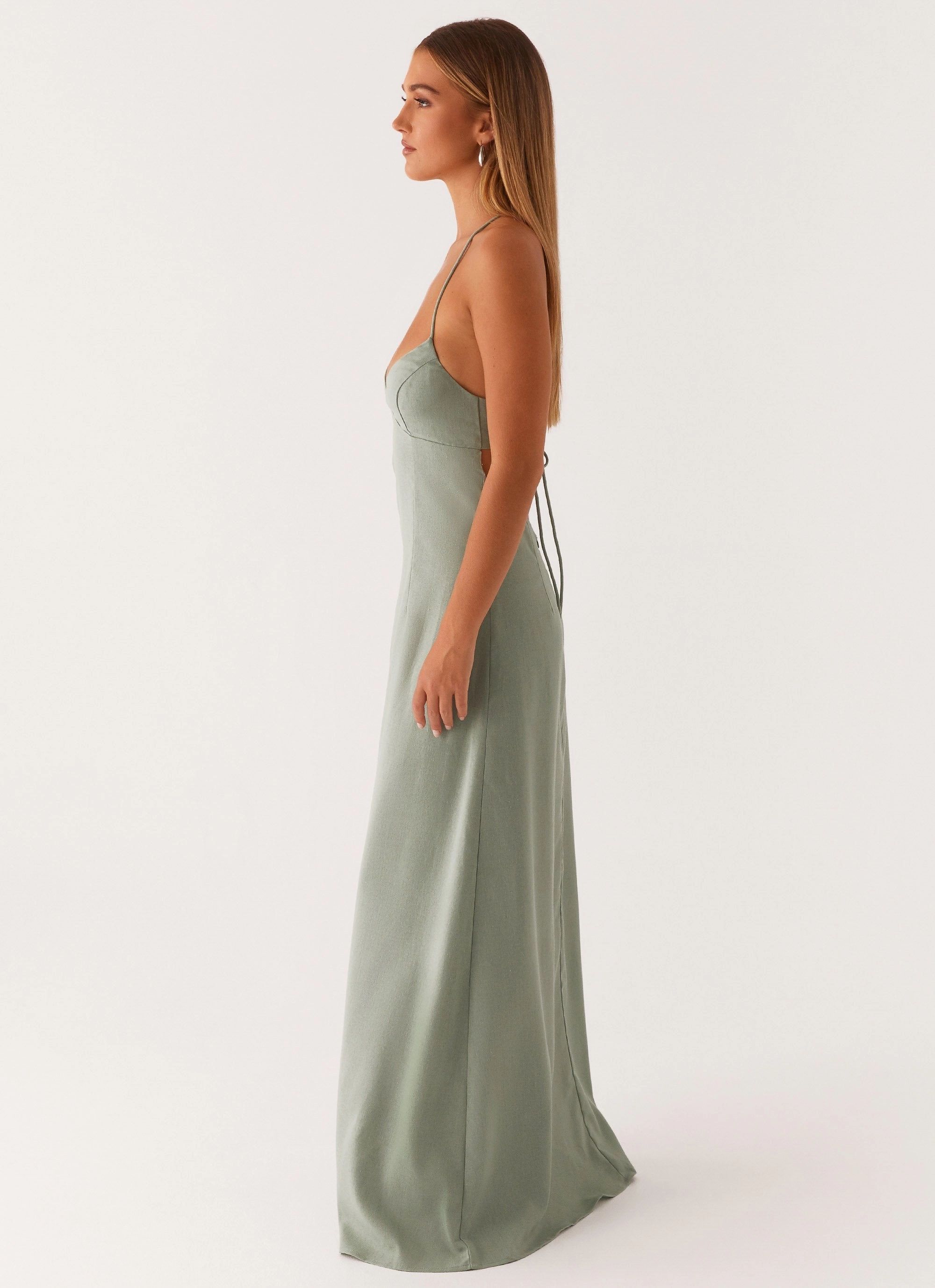 Middle Ground Linen Maxi Dress - Sage Chic and Elegant Smocked-Detail