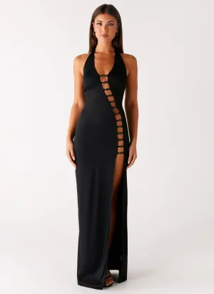 Raglan-Sleeve Minimalist Layering Midnight Dreams Maxi Dress - Black
