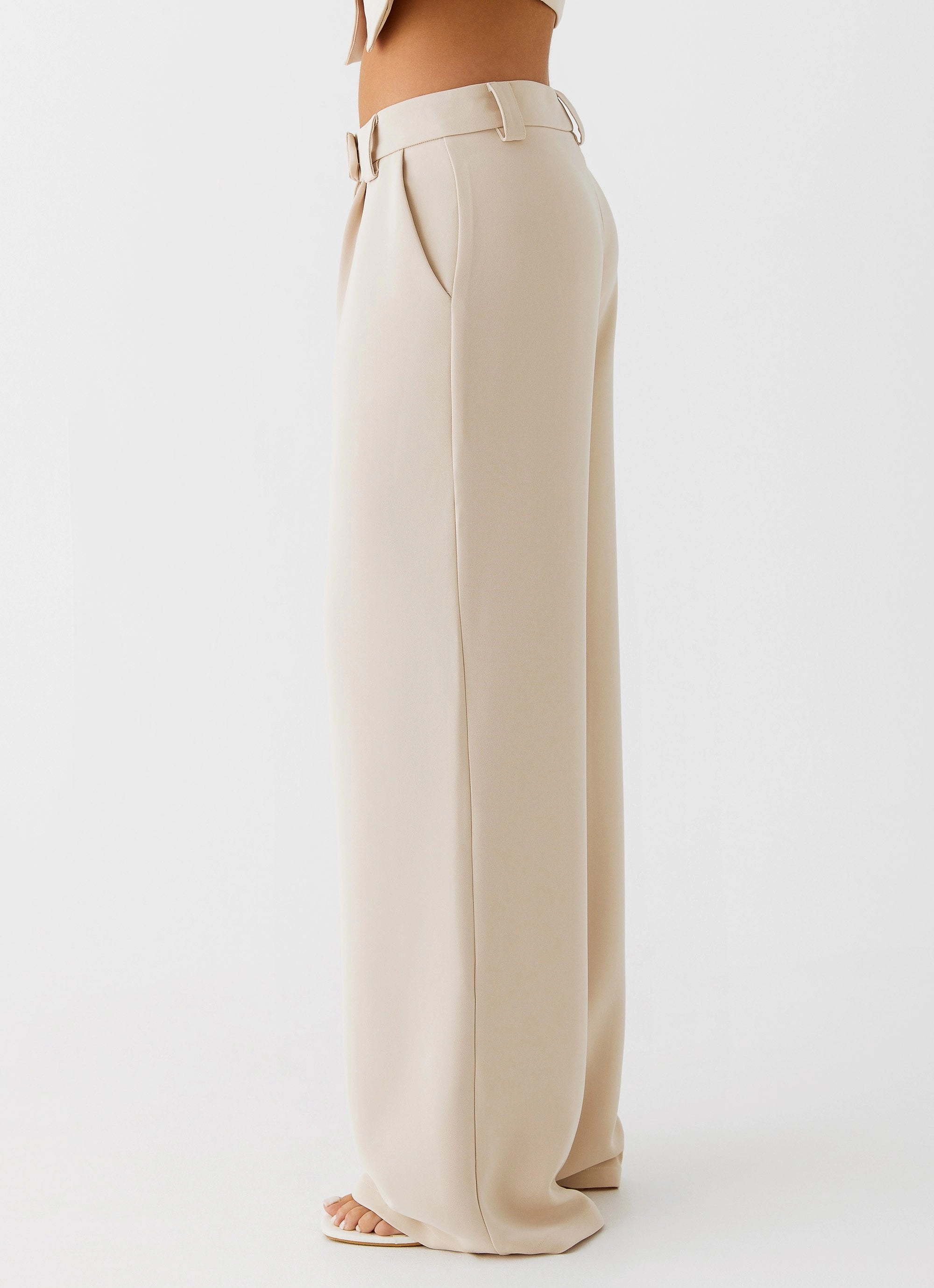 Midnight City Suit Pants - Beige Bold Waistband