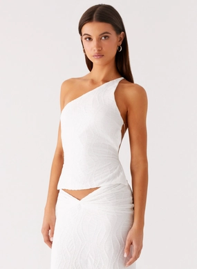 Midweight Four Way Stretch RibbedTrim Briene Top - White