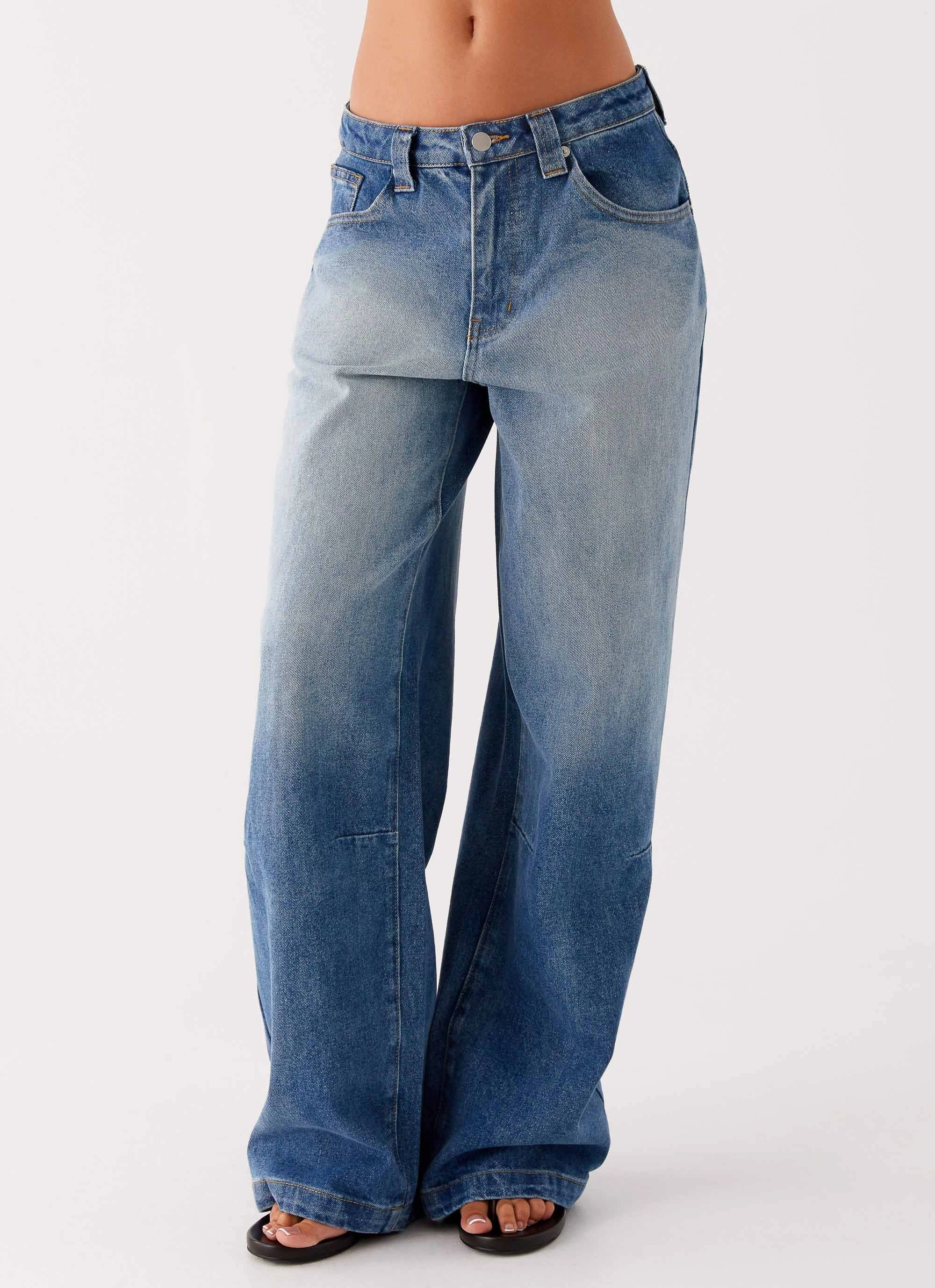 Midwest Low Rise Jeans - Powder Wash Blue Flattering Shape