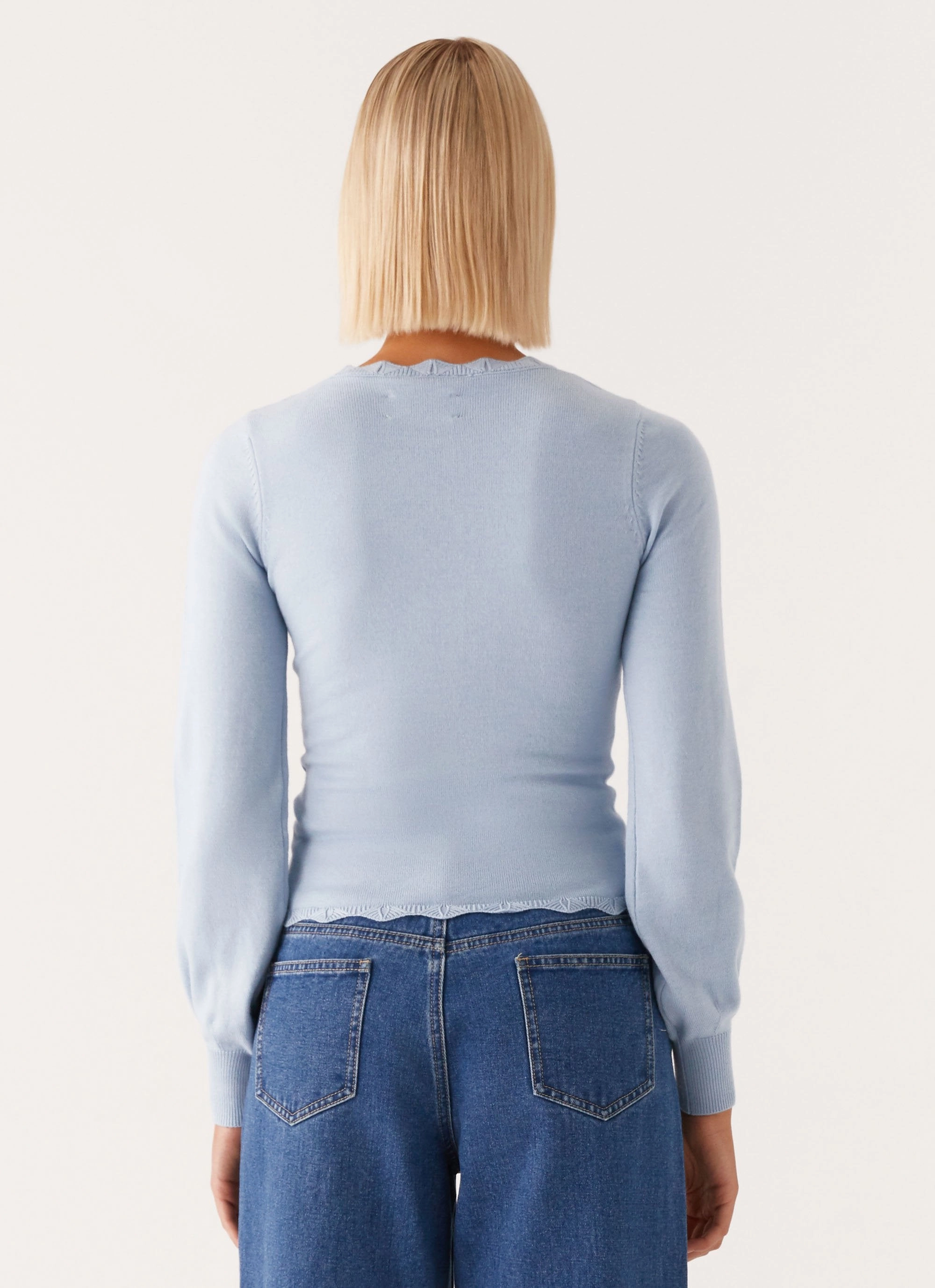 Thermal Reflective Lining Mikah Lace Trim Cardigan - Baby Blue