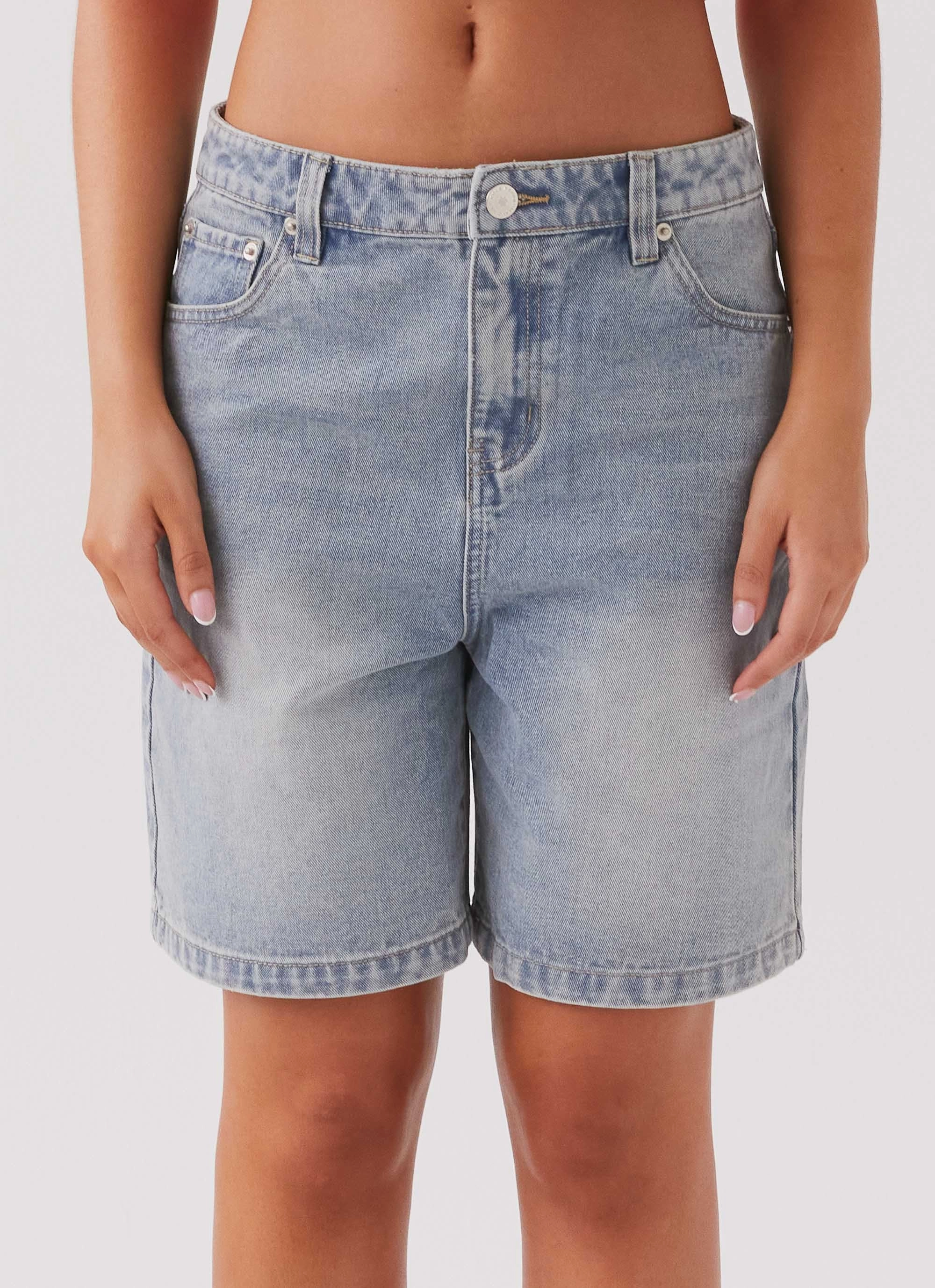Perfect Fit Wear Sport Ready Hunter Denim Jorts - Vintage Wash Blue